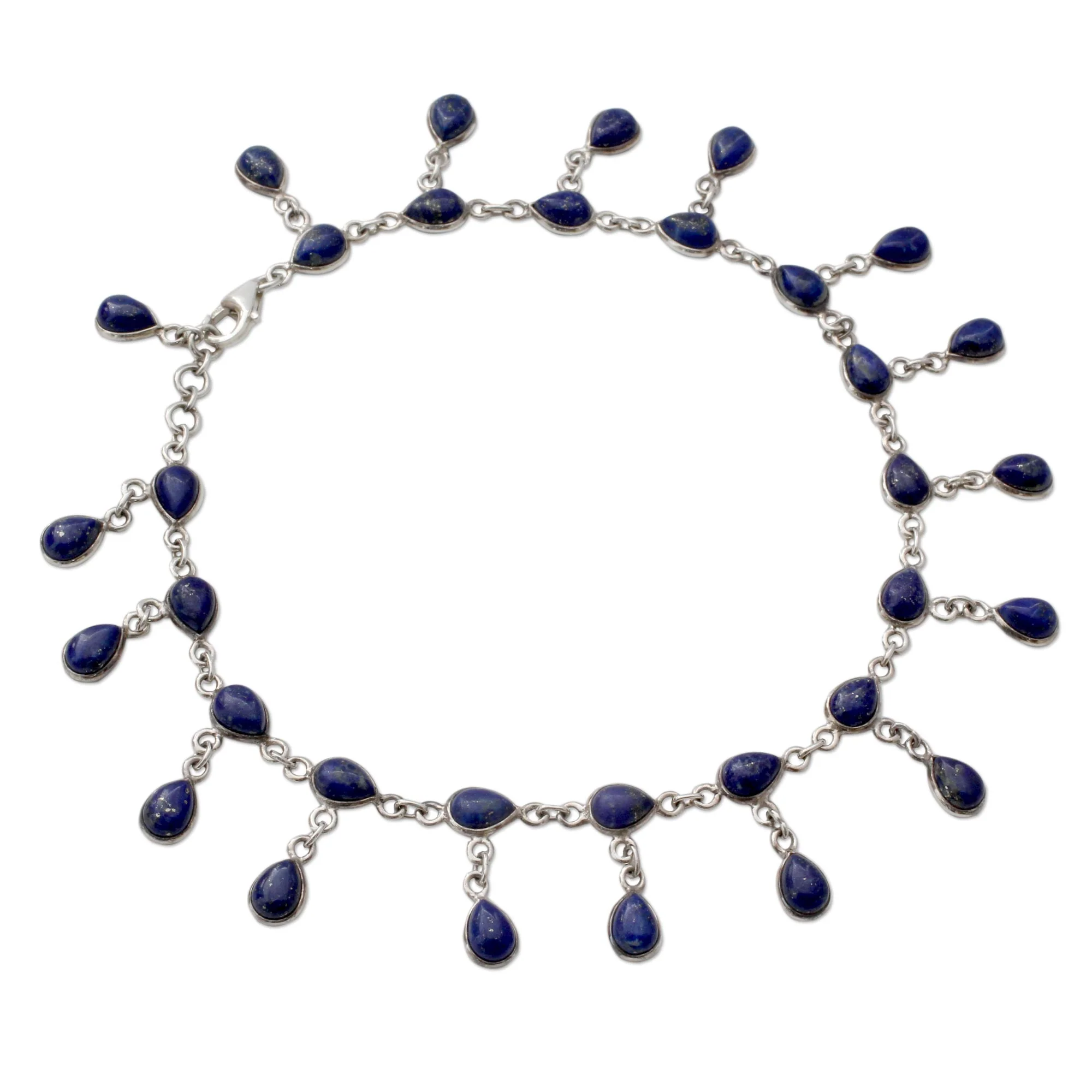 Royal Dewdrops Lapis Lazuli & Silver Anklet - Image 2