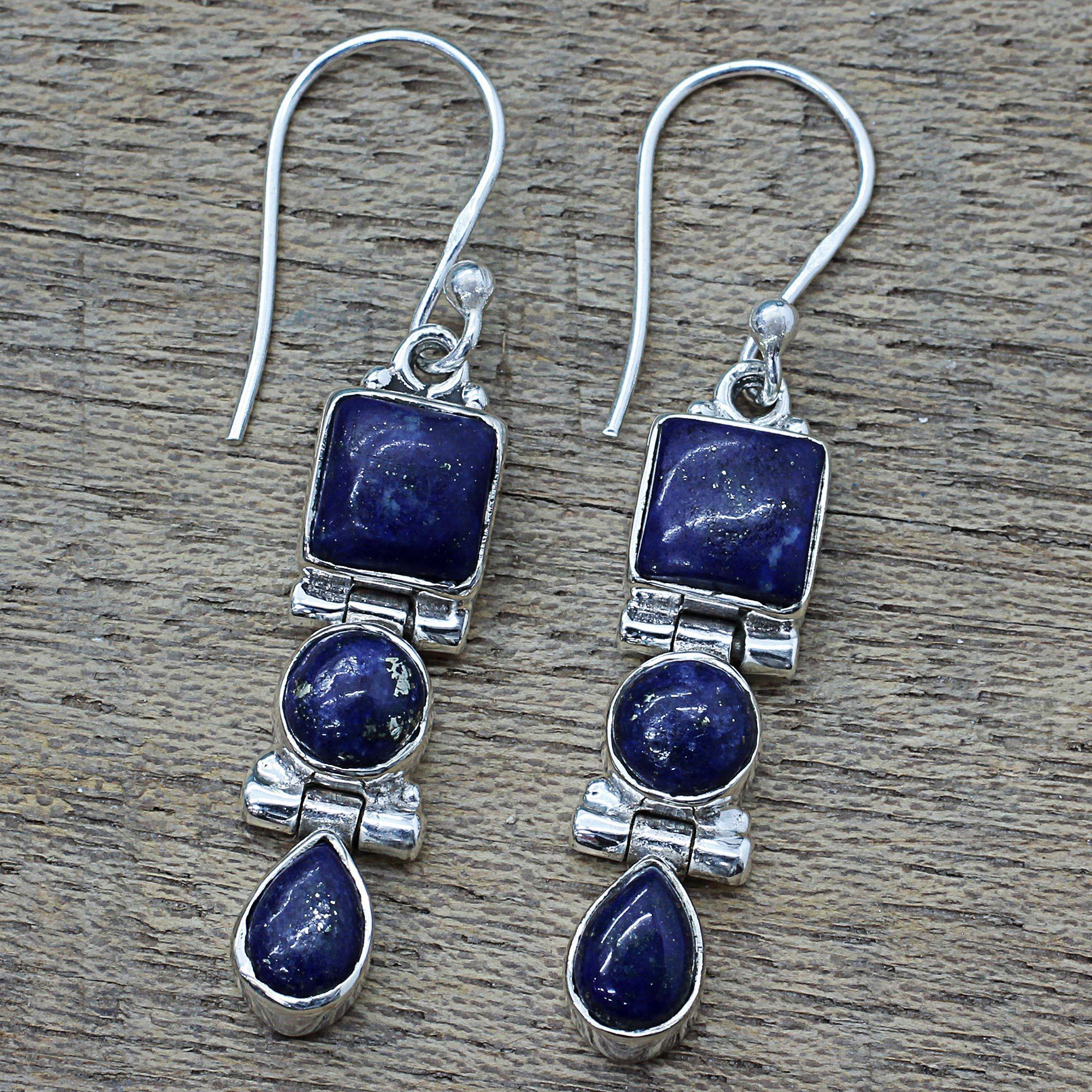 Royal Glamour Lapis Lazuli Drop Earrings - Image 2