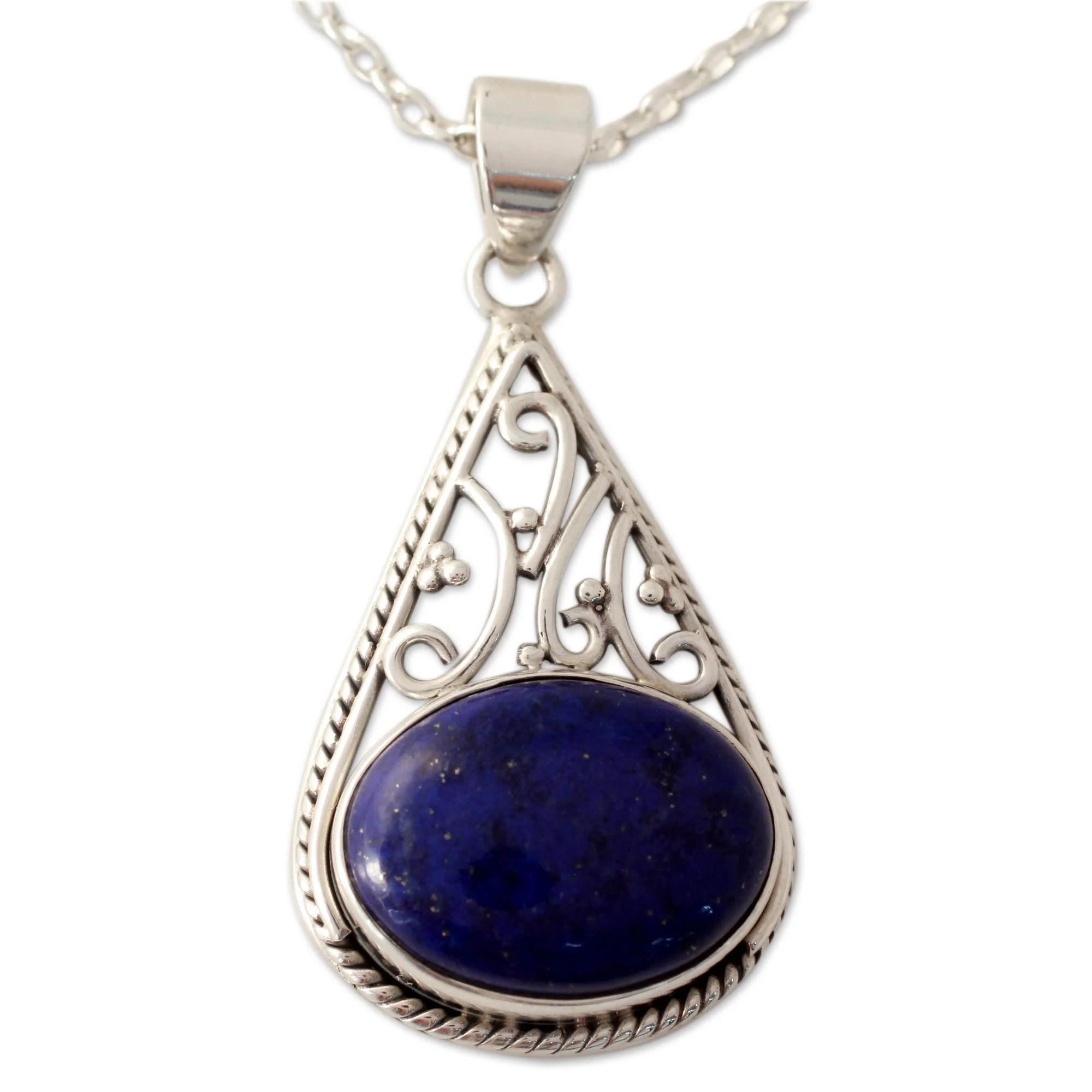 Royal Grandeur Lapis Lazuli & Silver Pendant Necklace - Image 3