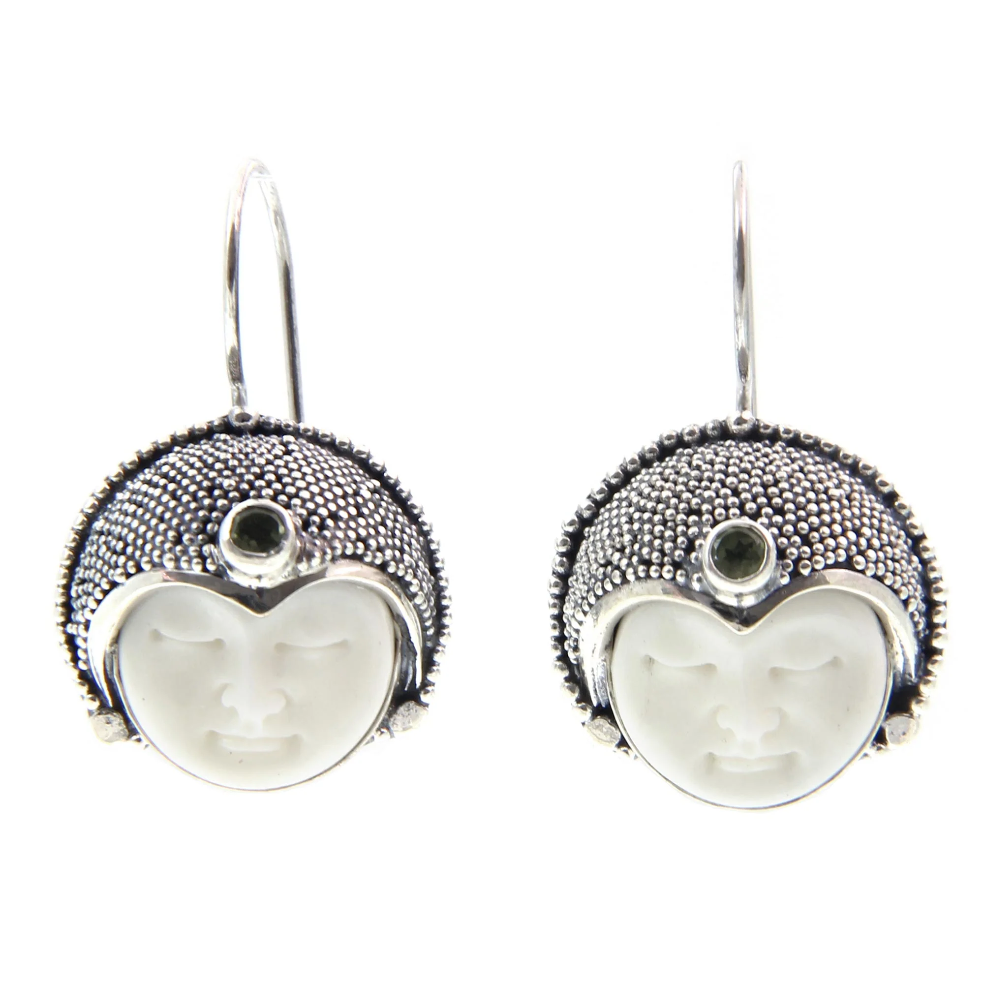 Royal Lady Artisan Crafted Sterling Silver and Bone Earrings - Image 2