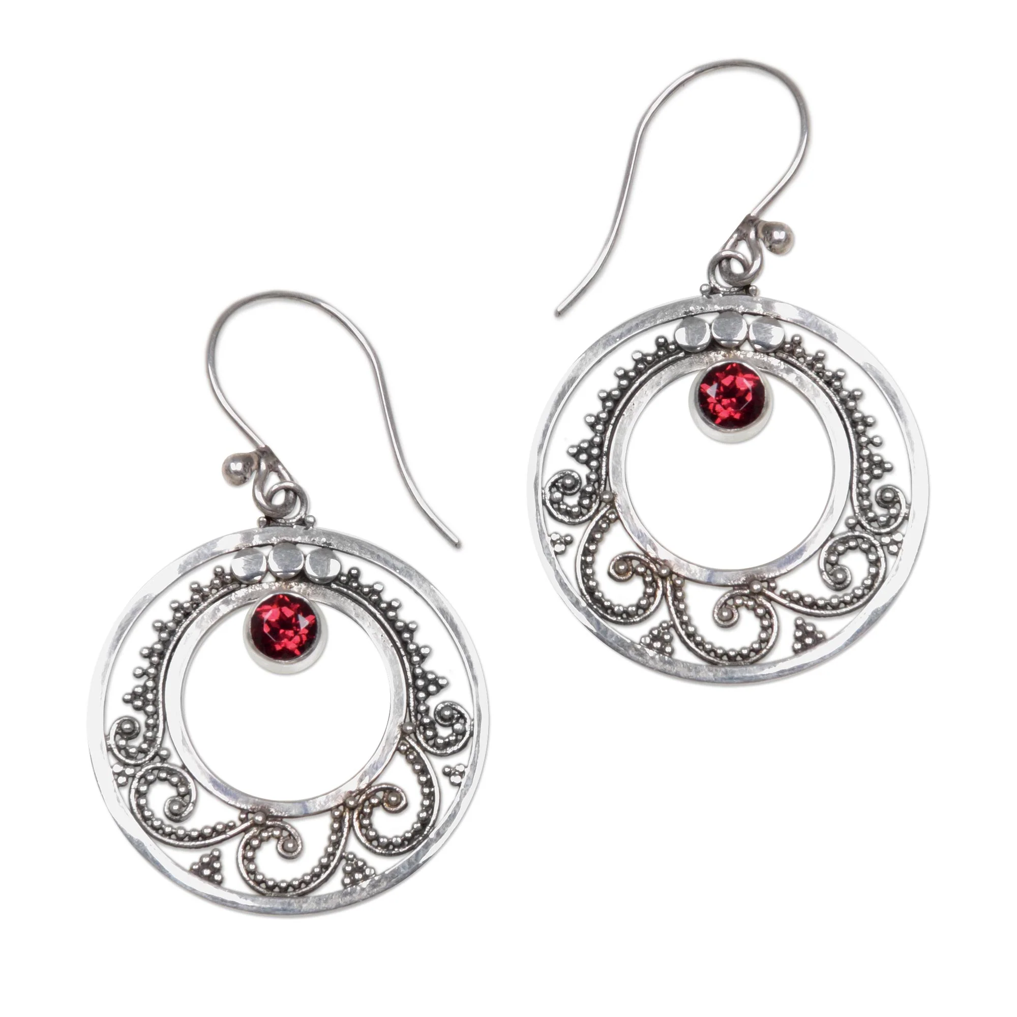 Royal Princess Garnet Sterling Silver Earrings - Image 2