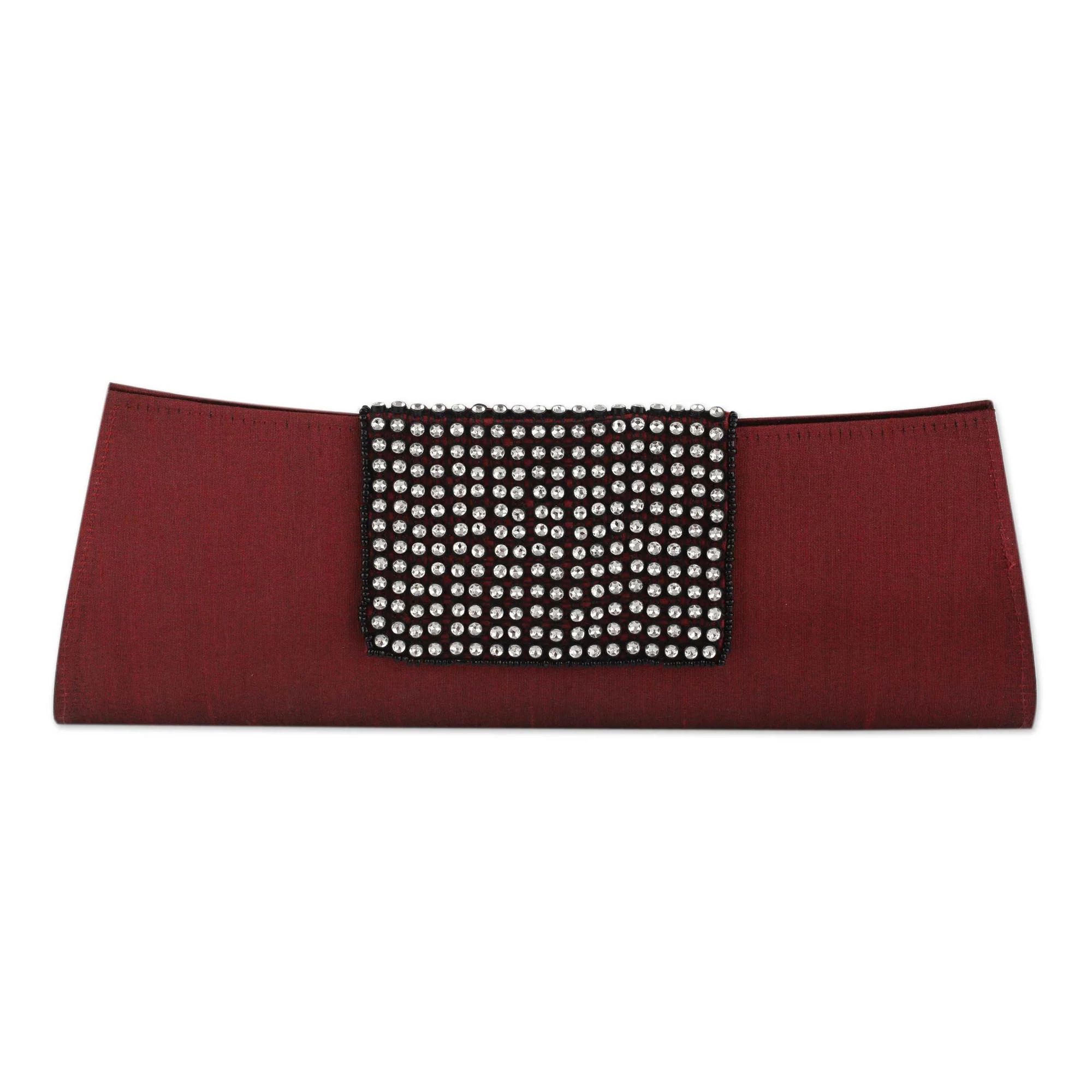 Ruby Allure Beaded Red Clutch Evening Bag - Image 2