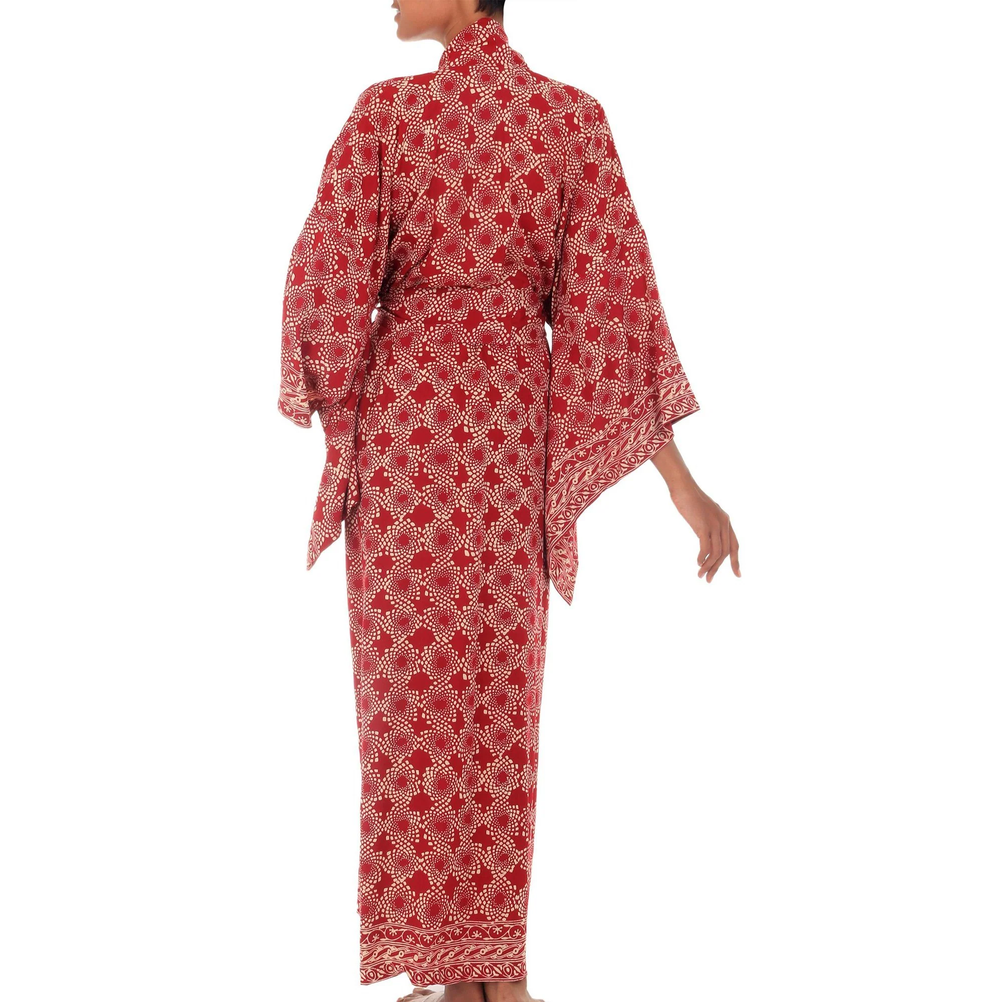 Ruby Red Hand Crafted Batik Robe - Image 3