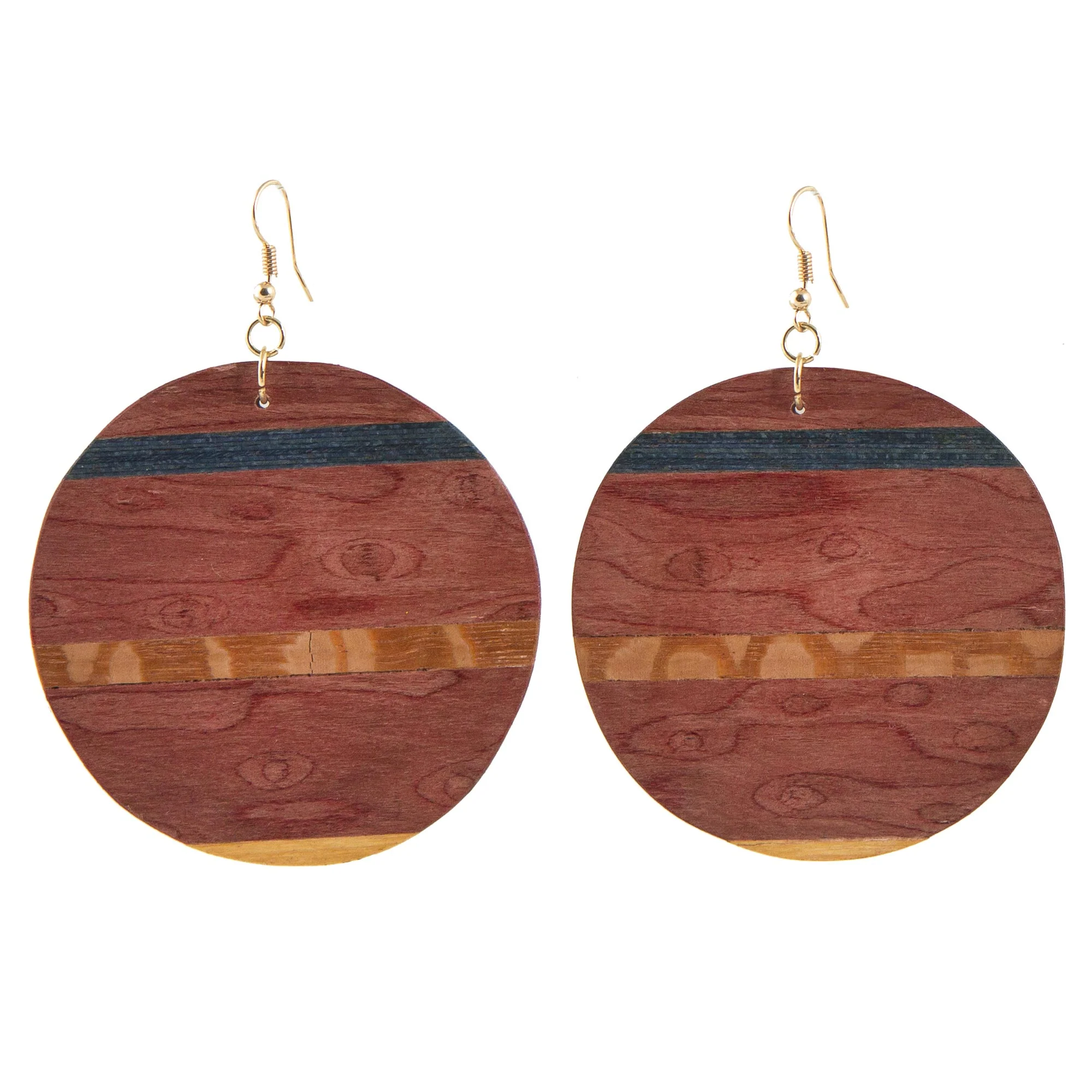 Rugged Beauty Handmade Striped Wood Dangle Earrings from Brazil - Image 2