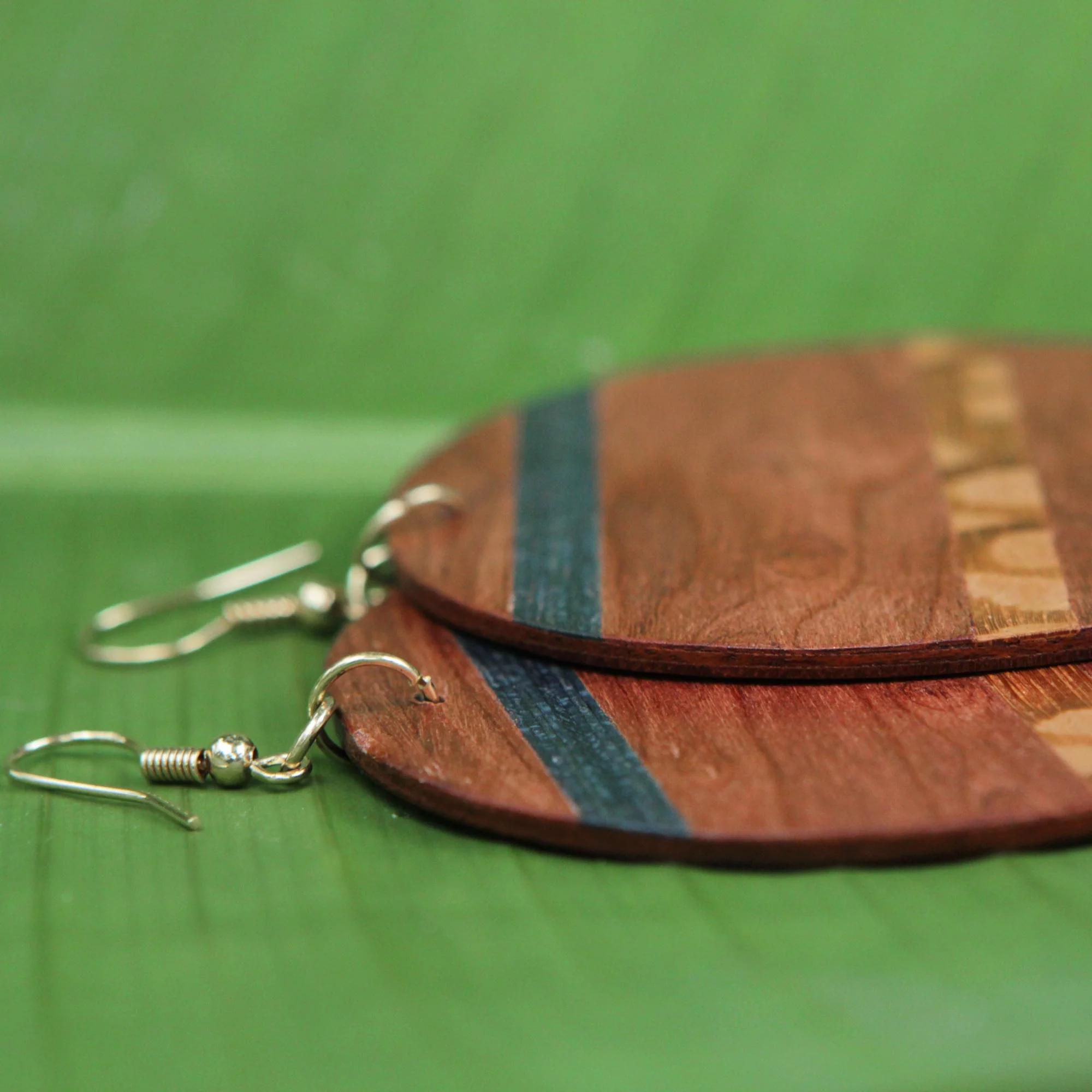 Rugged Beauty Handmade Striped Wood Dangle Earrings from Brazil - Image 3