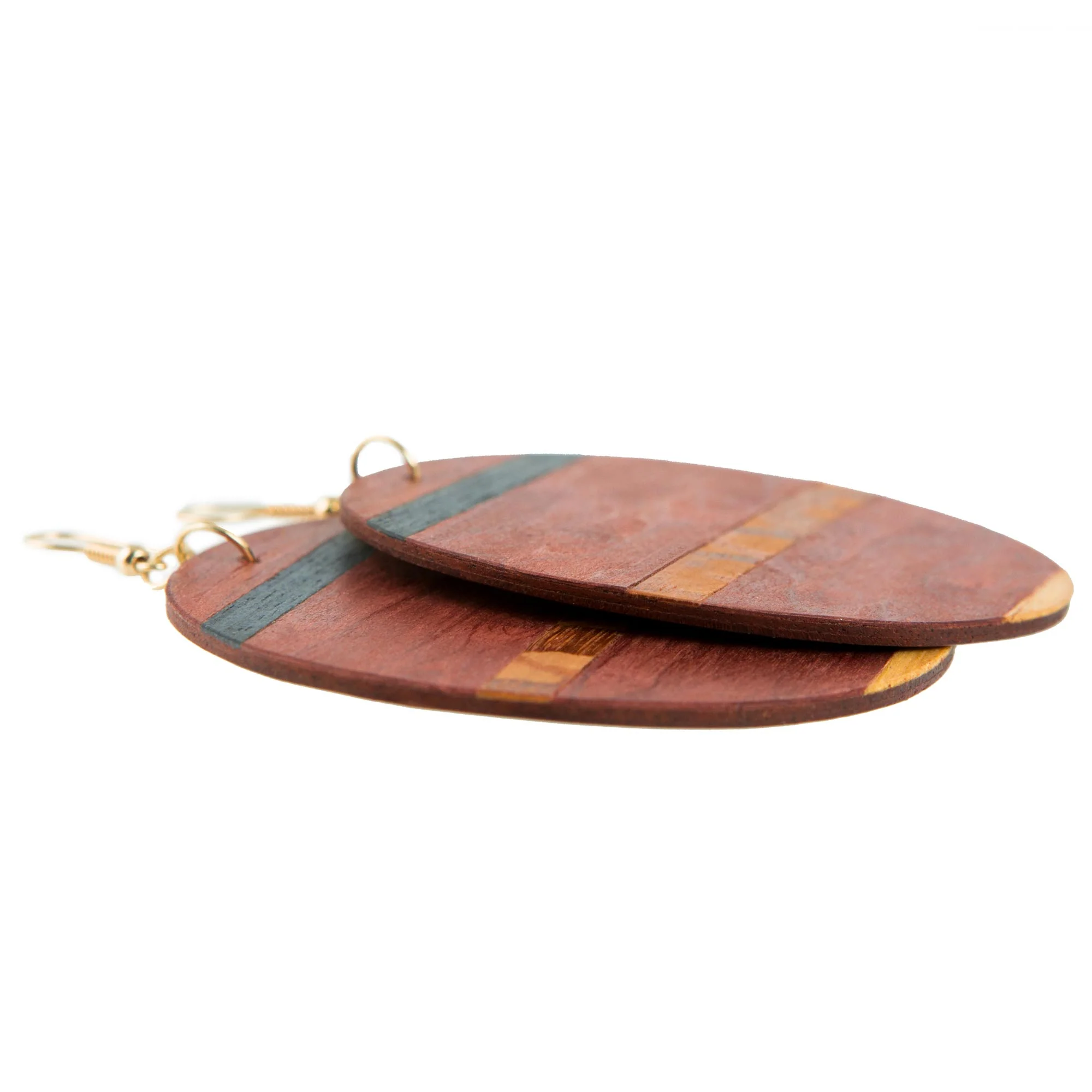 Rugged Beauty Handmade Striped Wood Dangle Earrings from Brazil - Image 4