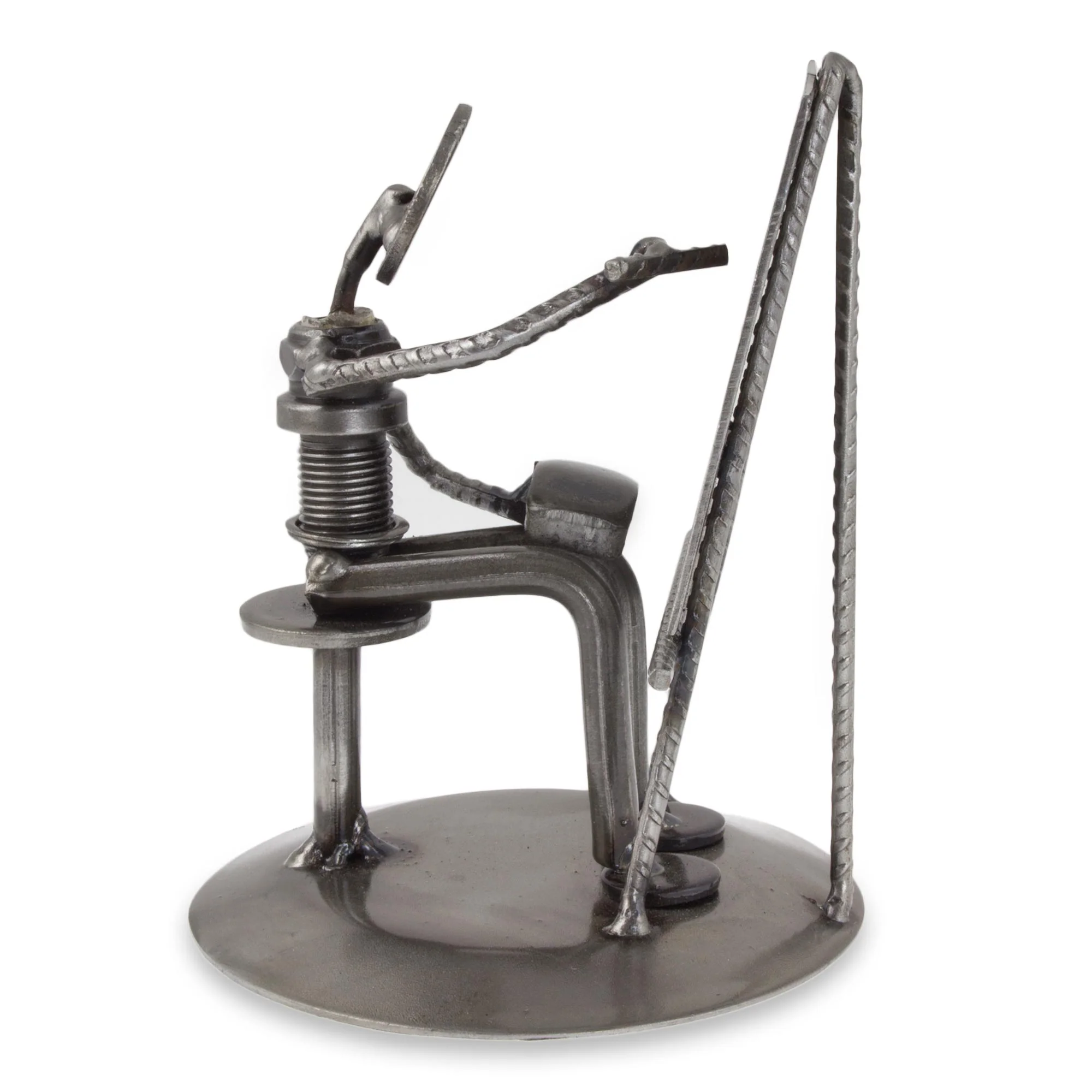 Rustic Artist At Work Metal Sculpture - Image 3