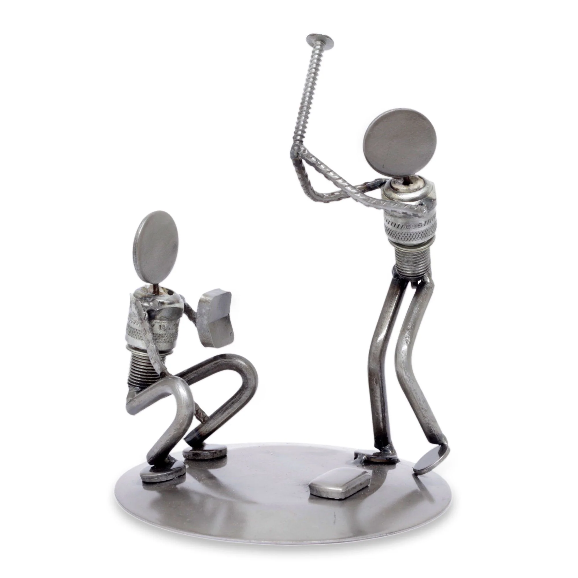 Rustic Baseball Players Sculpture - Image 3