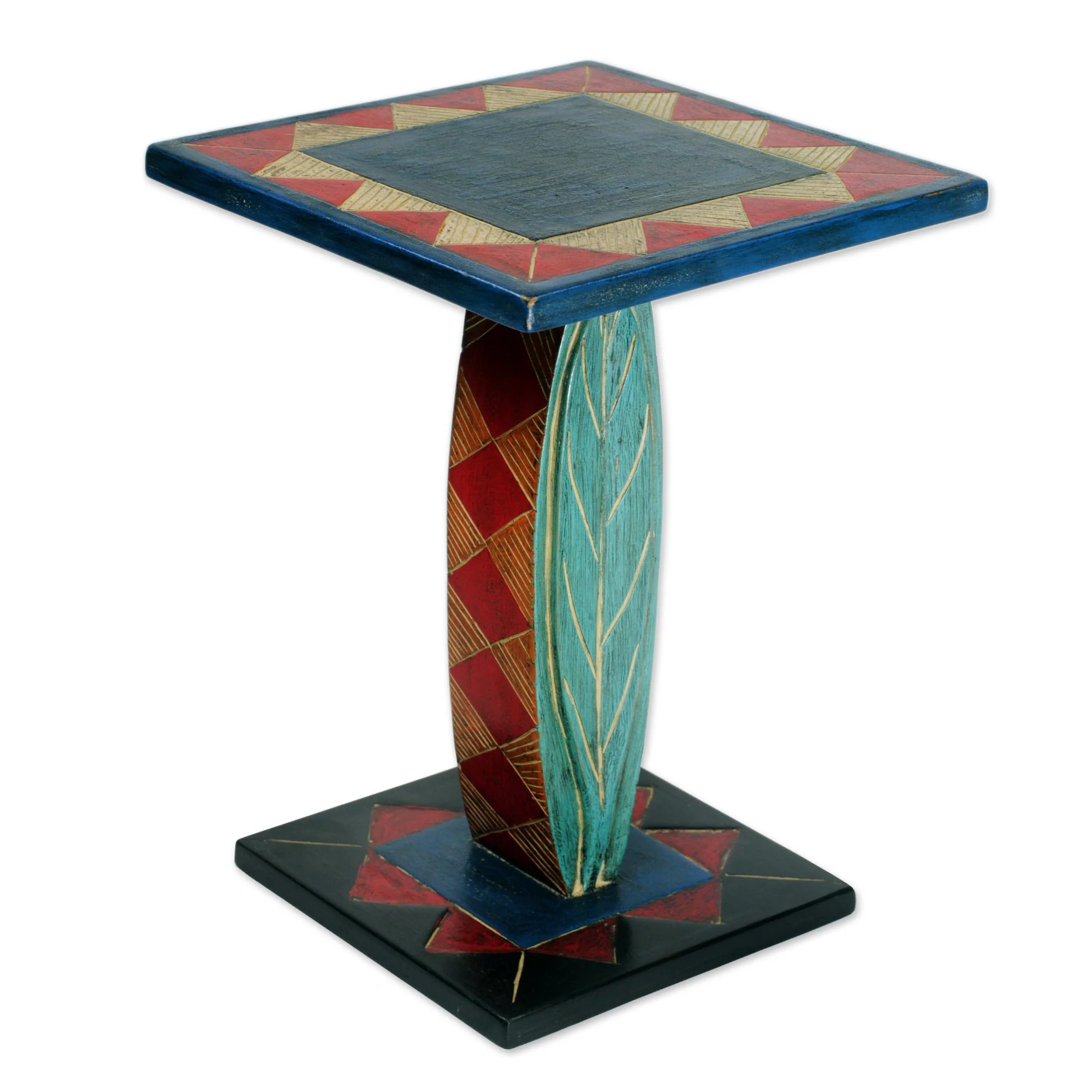 Rustic Leaf Hand Crafted Cedar Wood Geometric Leaf Accent Table - Image 2