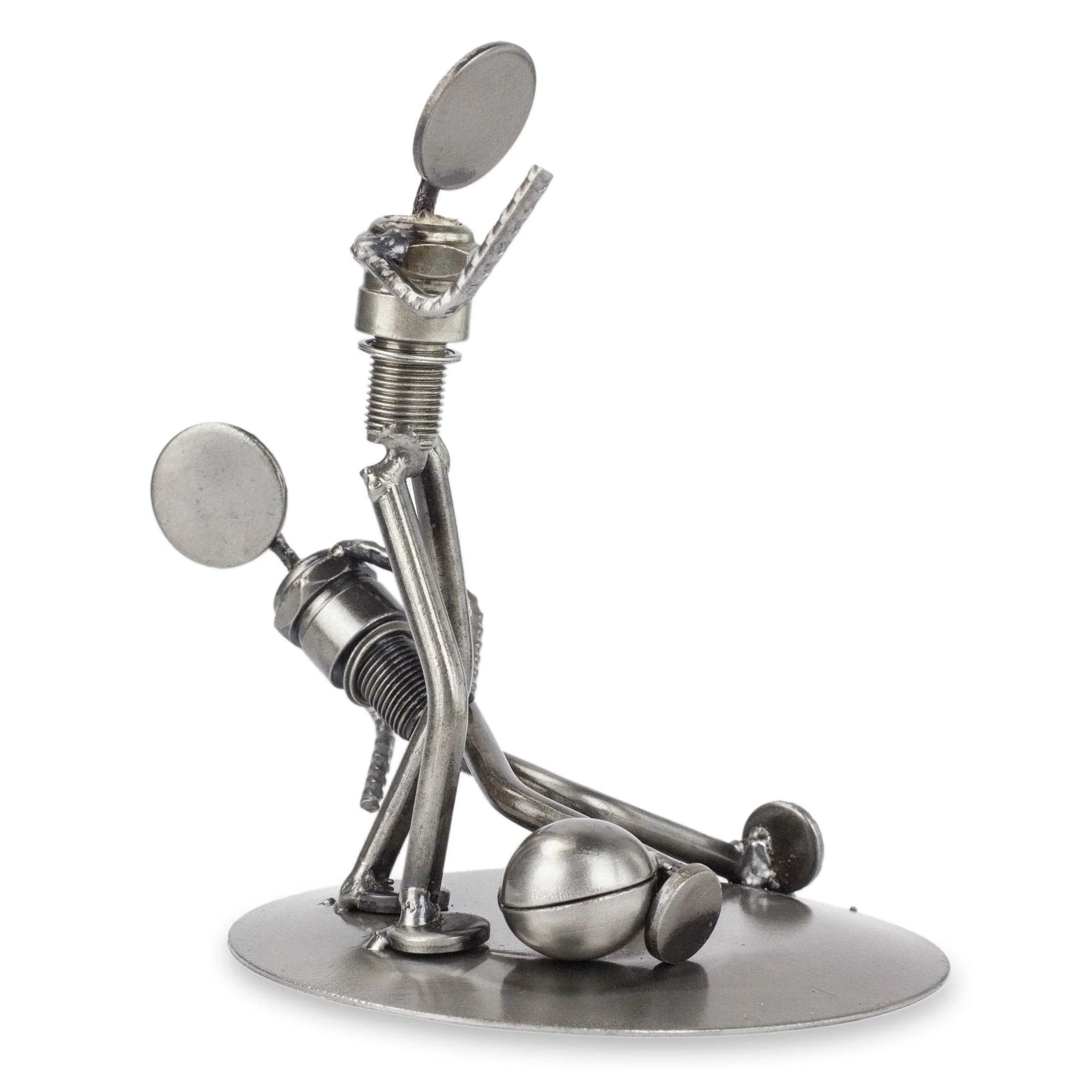Rustic Soccer Champs Recycled Metal Sculpture - Image 3