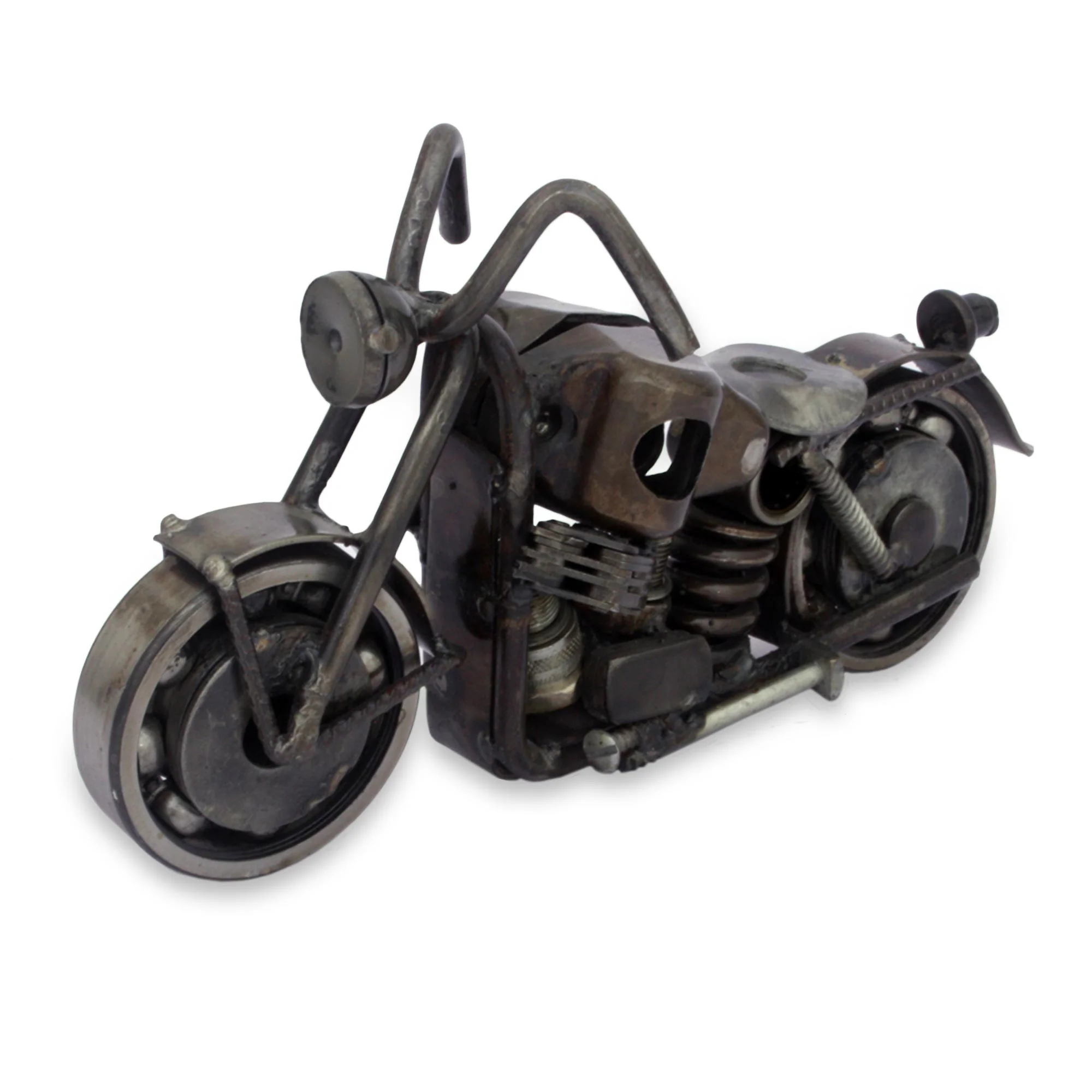 Rustic Standard Motorbike Handcrafted Rustic Sculpture of Recycled Auto Parts - Image 3