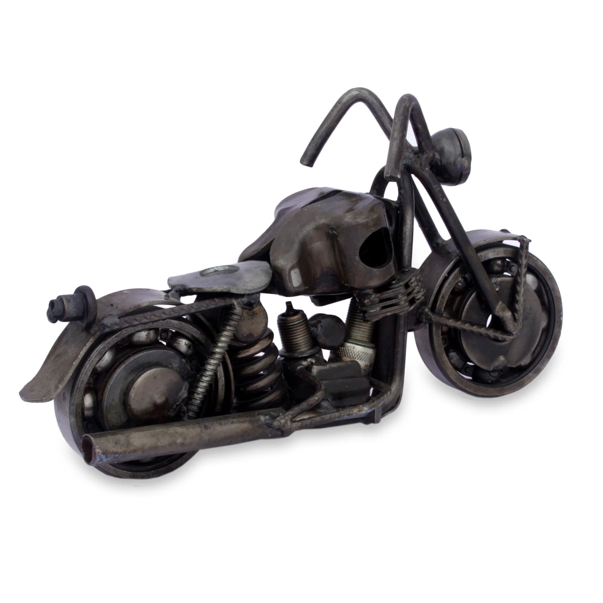 Rustic Standard Motorbike Handcrafted Rustic Sculpture of Recycled Auto Parts - Image 4