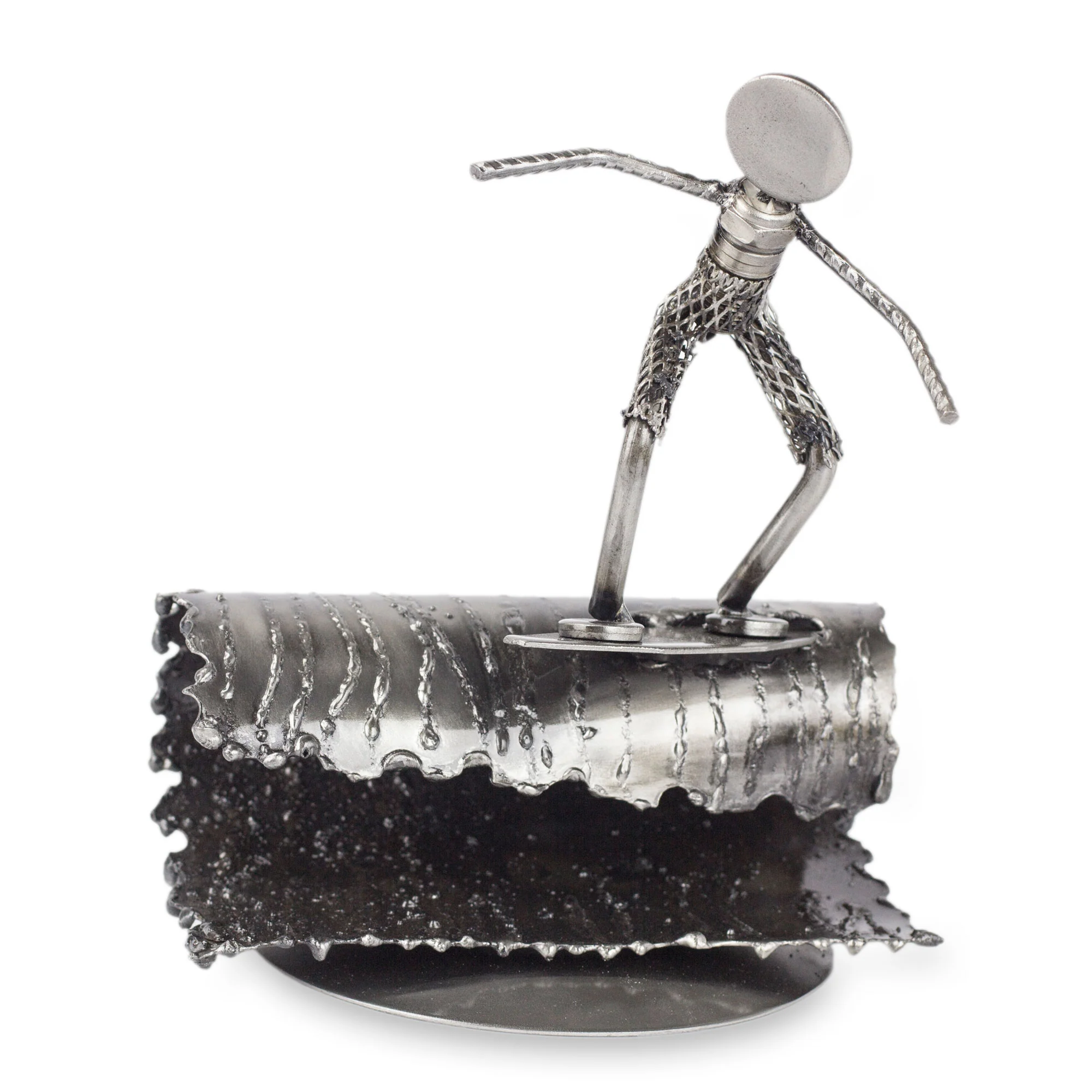 Rustic Surfer Recycled Metal Sculpture - Image 2