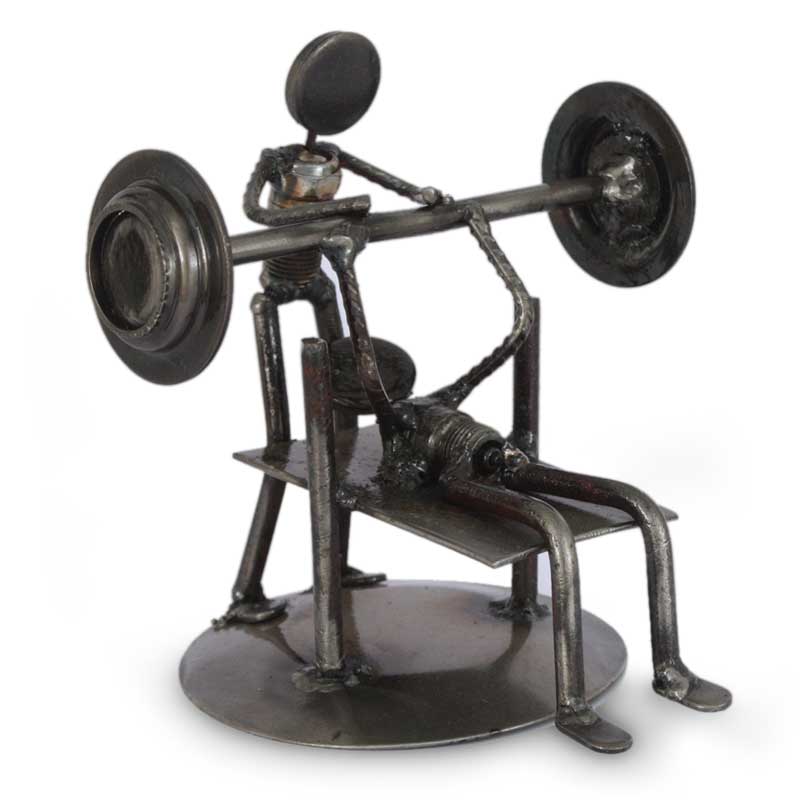 Rustic Weightlifter Iron Sculpture - Image 2