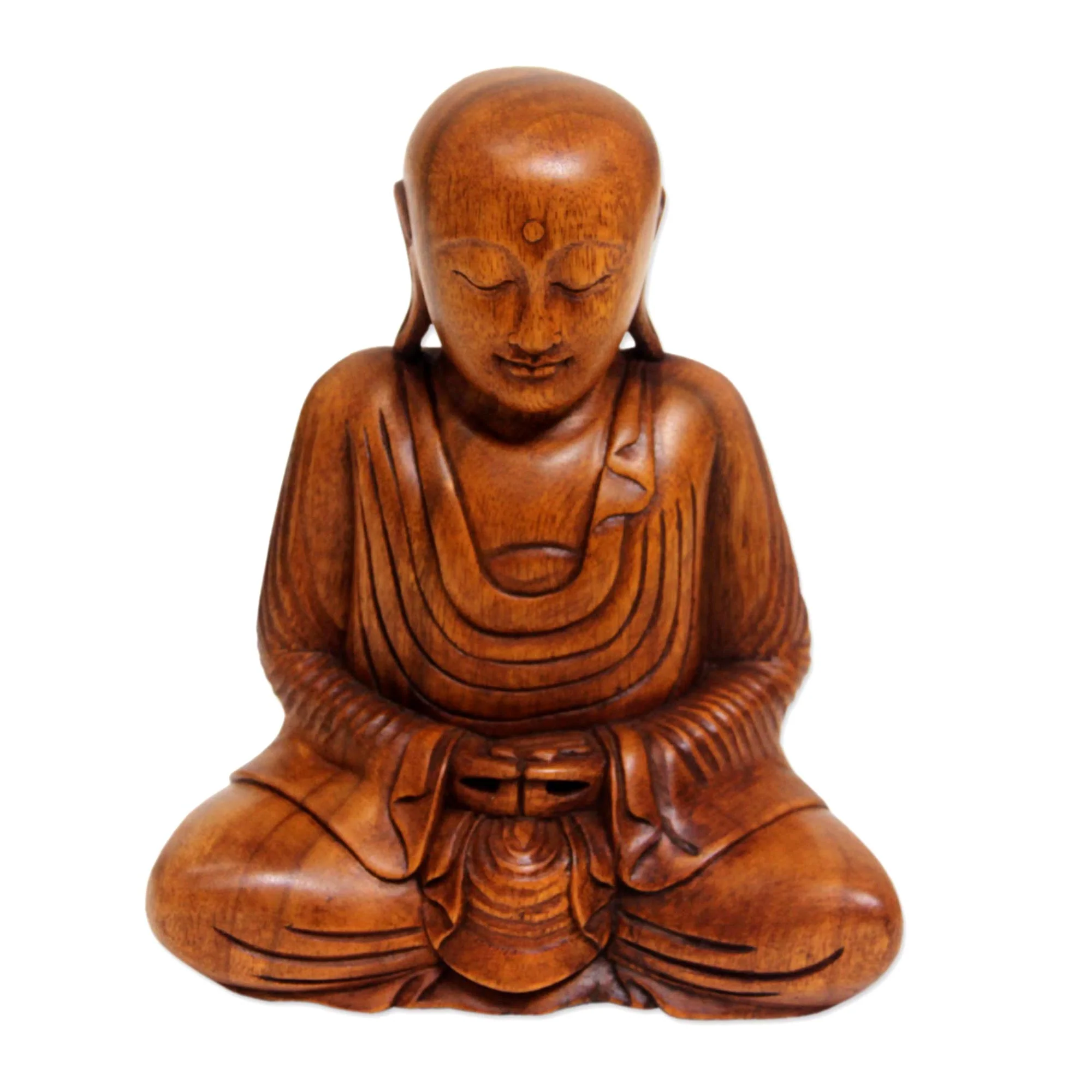 Samadhi Buddha Hand Carved Wood Buddha Statuette from Bali - Image 2