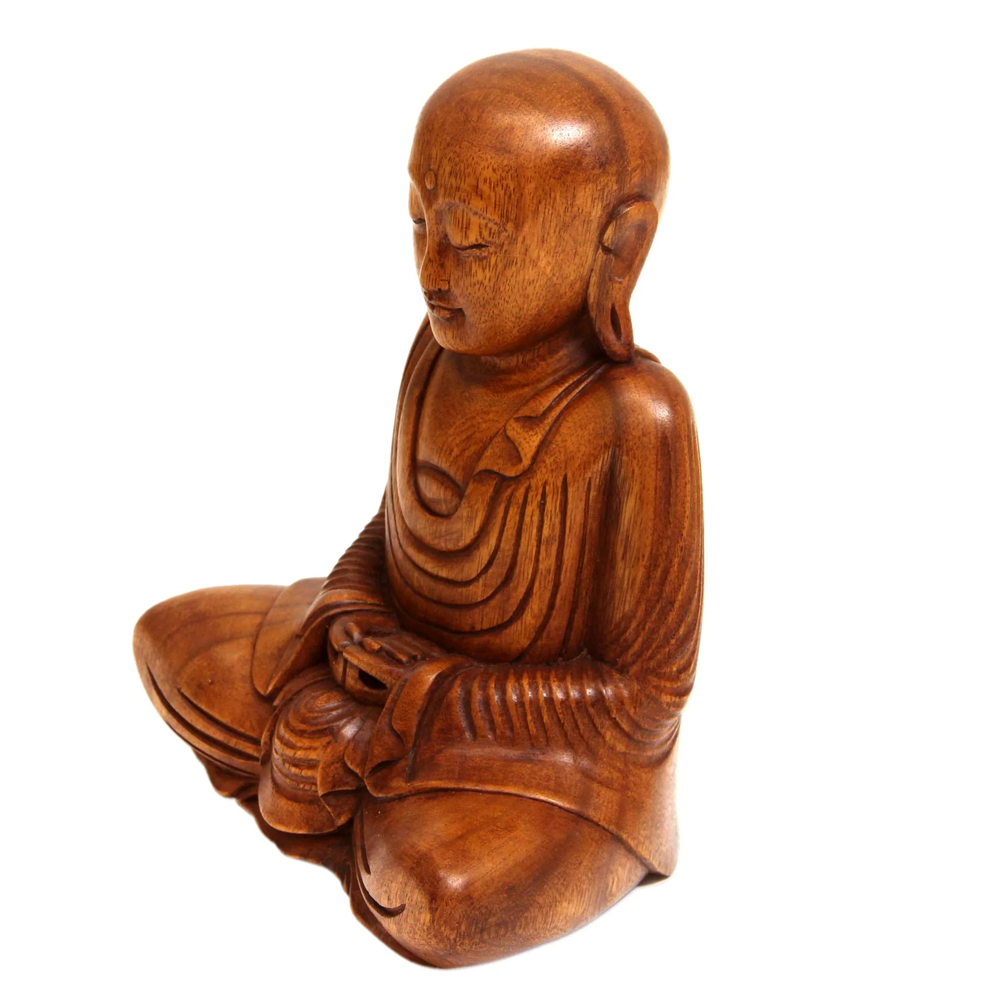 Samadhi Buddha Hand Carved Wood Buddha Statuette from Bali - Image 4