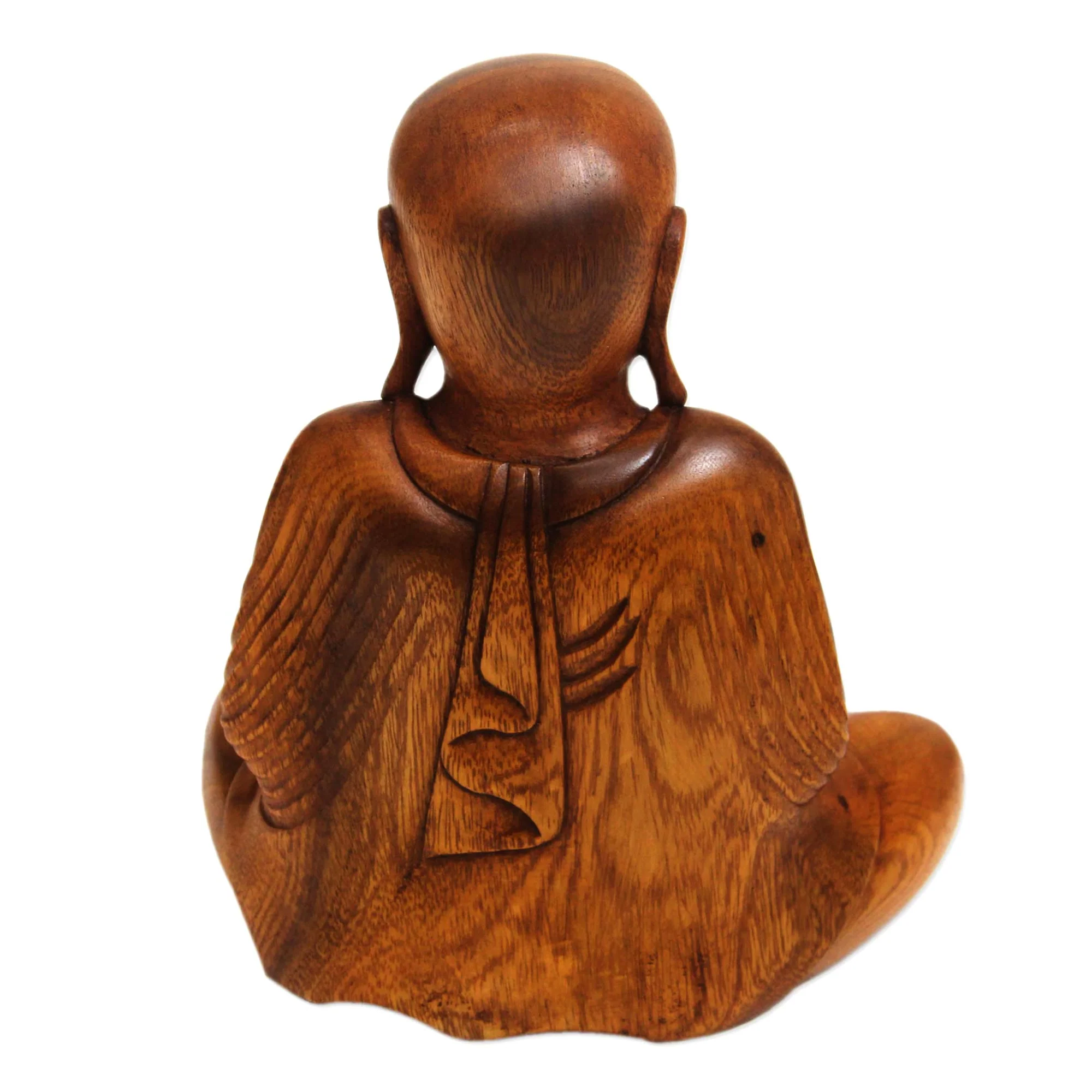 Samadhi Buddha Hand Carved Wood Buddha Statuette from Bali - Image 5