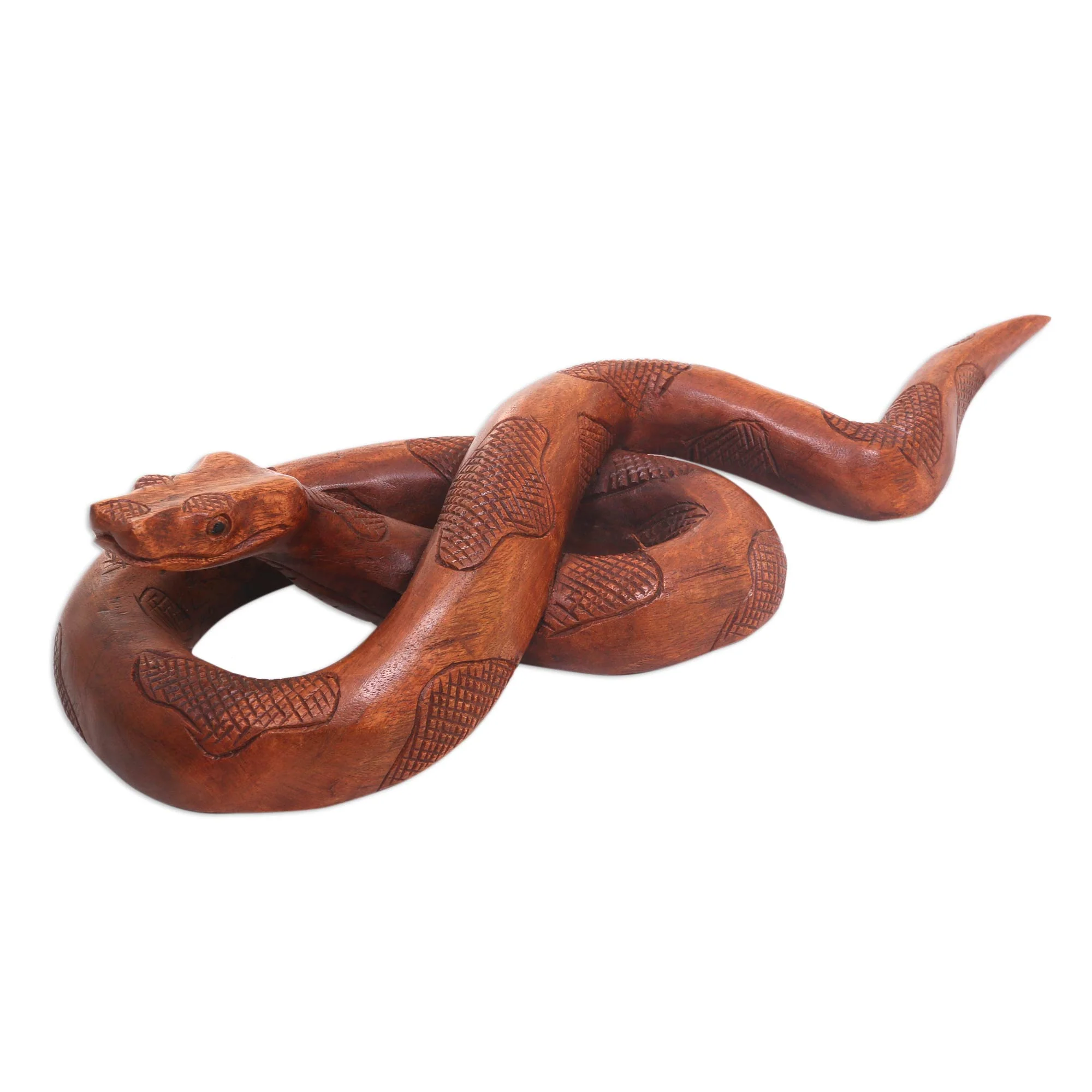 Sanca Hand Crafted Wood Python Sculpture by Balinese Artisan - Image 2