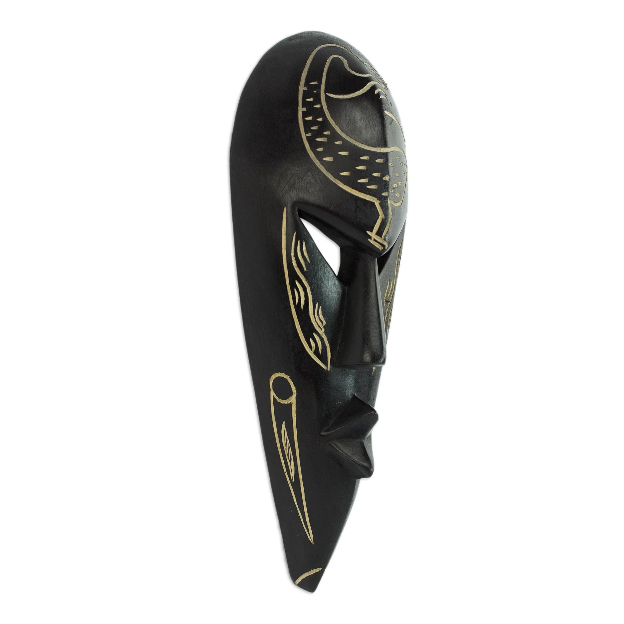 Sankofa Bird Hand Made Wood Mask - Image 3