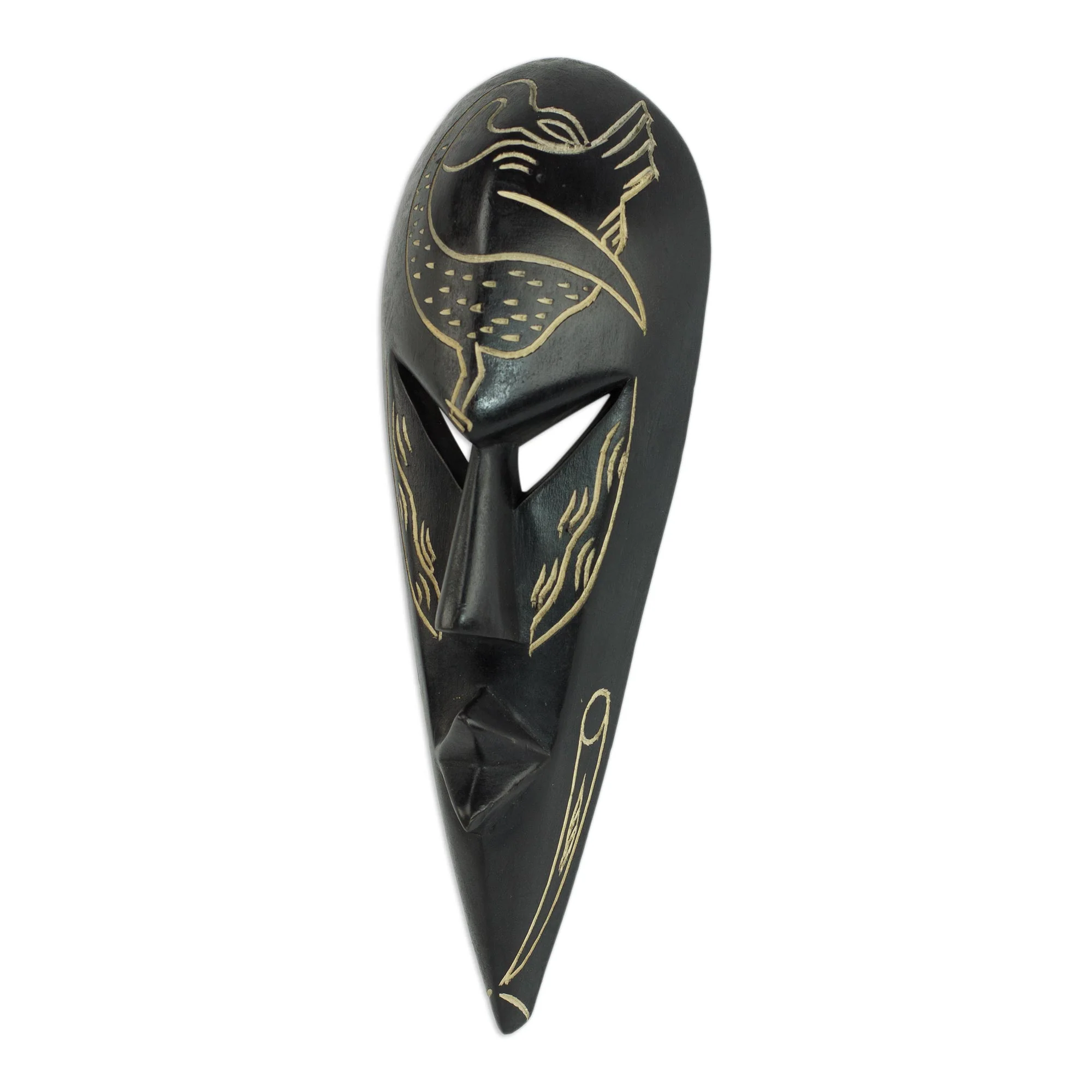 Sankofa Bird Hand Made Wood Mask - Image 4
