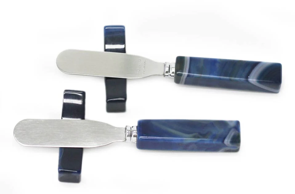 Sapphire Blue Agate Spreader Knives & Rests - Image 2