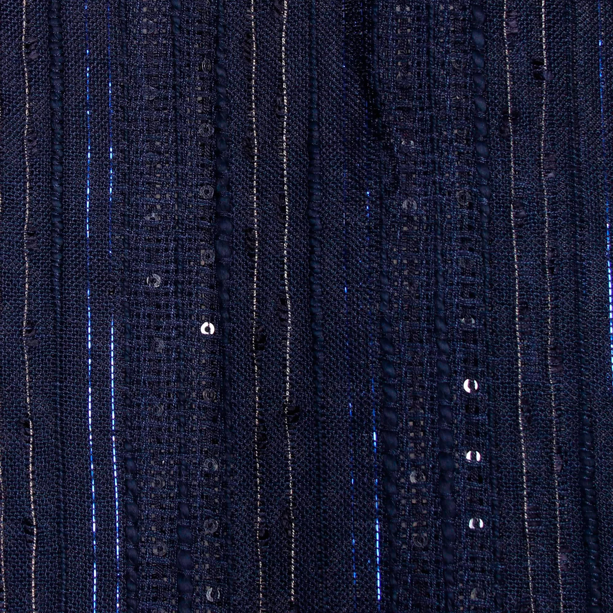 Sapphire Shimmer Embellished Viscose Blend Shawl in Indigo from India - Image 5