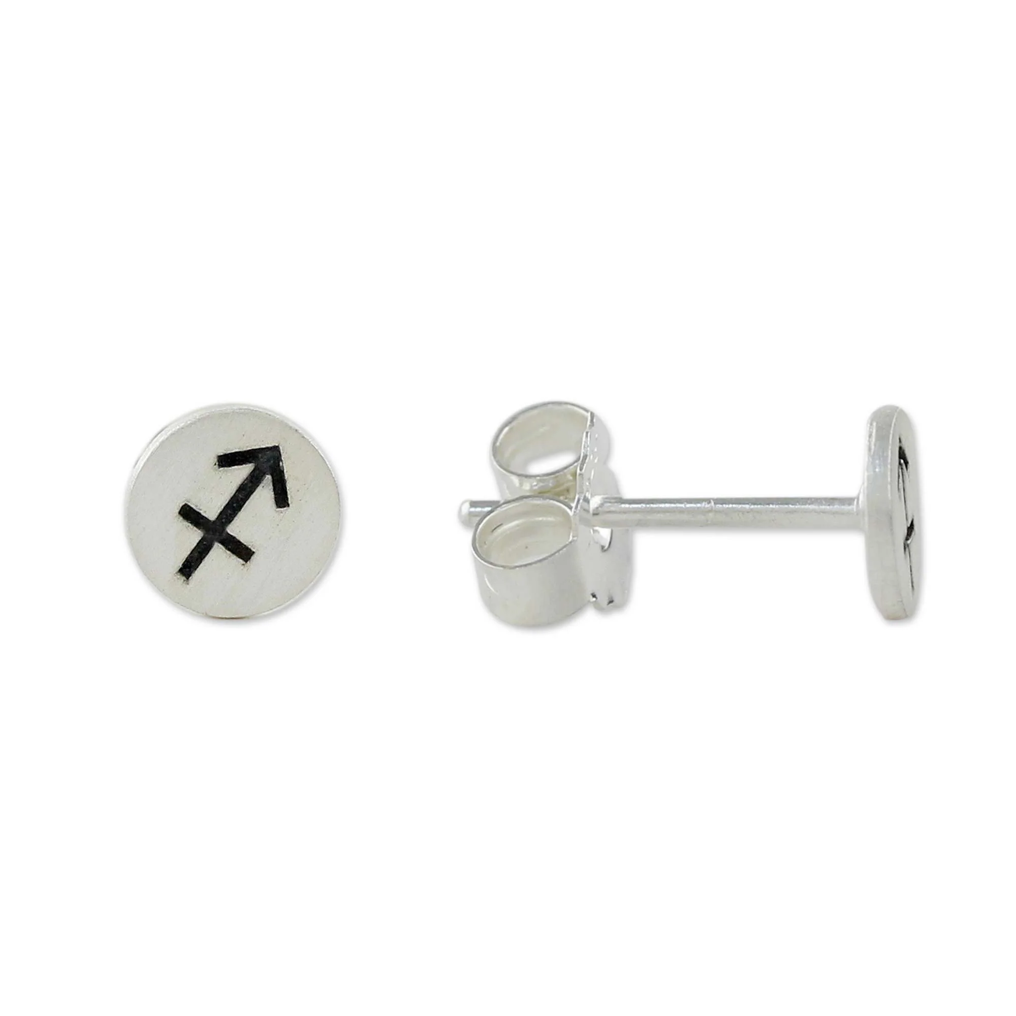 Satin Sagittarius Sterling Silver Sagittarius Stud Earrings from Thailand - Image 5