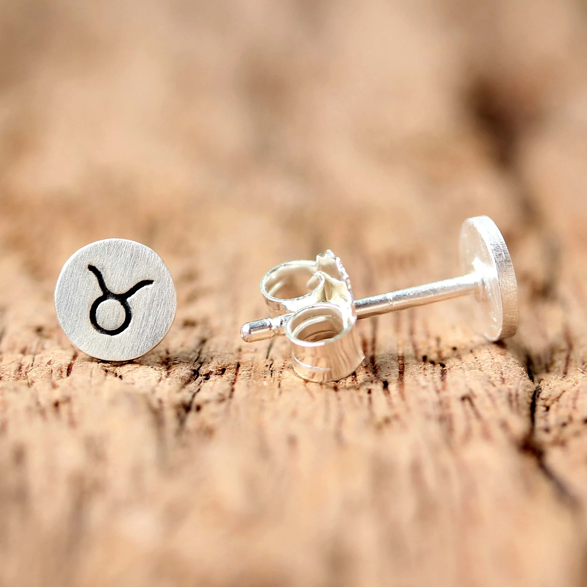 Satin Taurus Sterling Silver Taurus Stud Earrings from Thailand - Image 3
