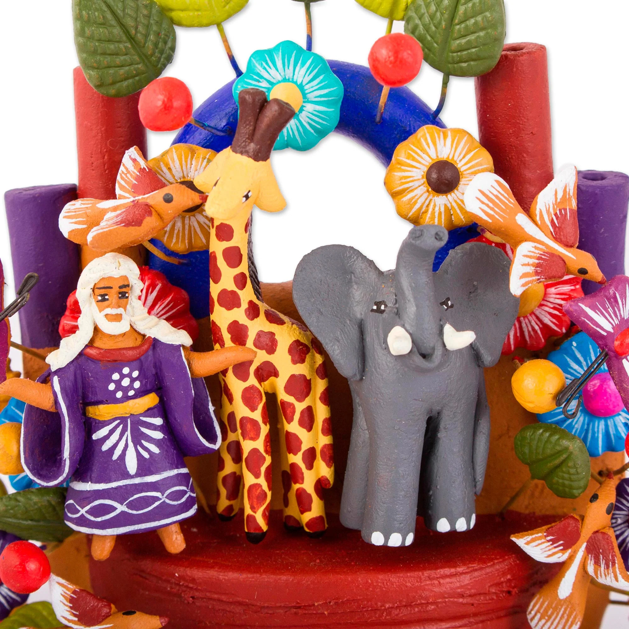 Savior of Animals Hand-Painted Ceramic Noah's Ark Sculpture from Mexico - Image 3