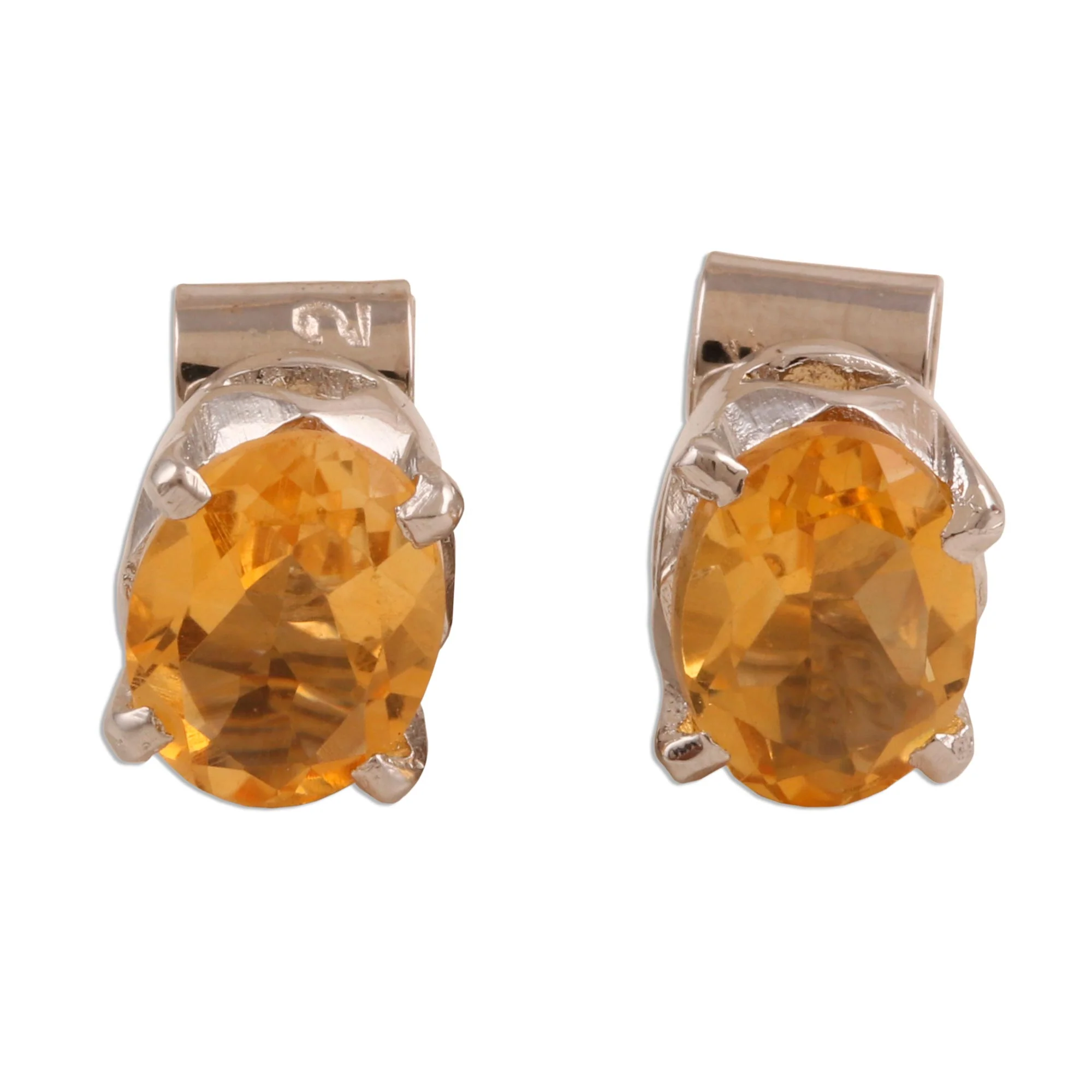 Scintillate Citrine Birthstone Stud Earrings from India - Image 2
