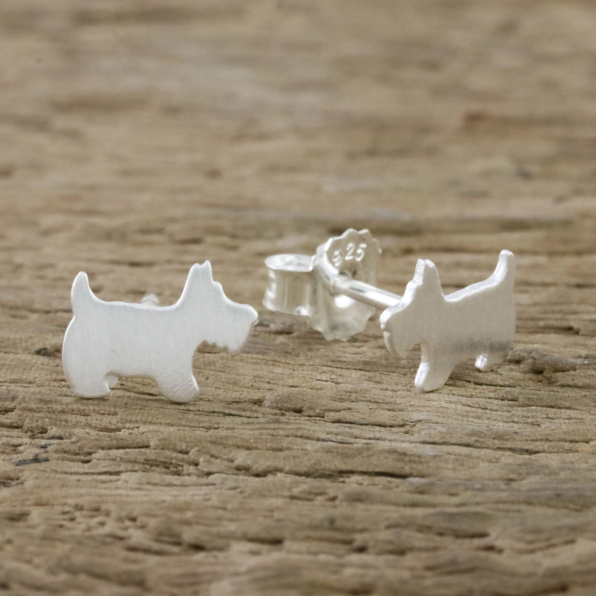 Scottish Terrier Sterling Silver Scottish Terrier Stud Earrings from Thailand - Image 3