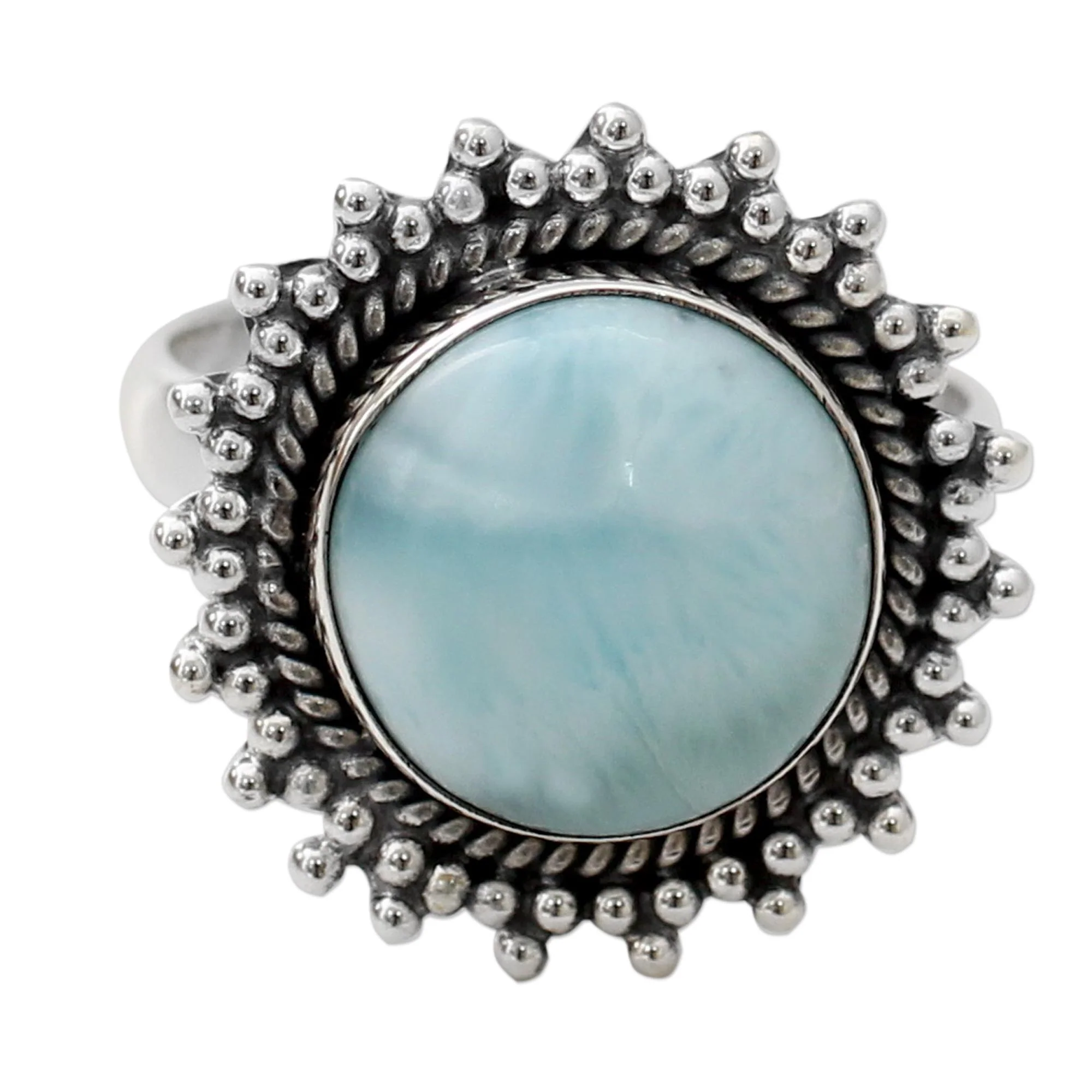 Sea and Sky Classic Larimar Cocktail Ring in Sterling Silver Bezel - Image 2