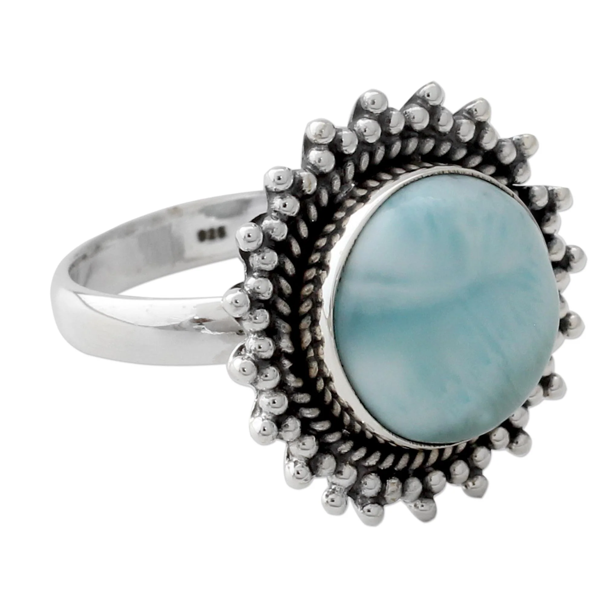 Sea and Sky Classic Larimar Cocktail Ring in Sterling Silver Bezel - Image 3