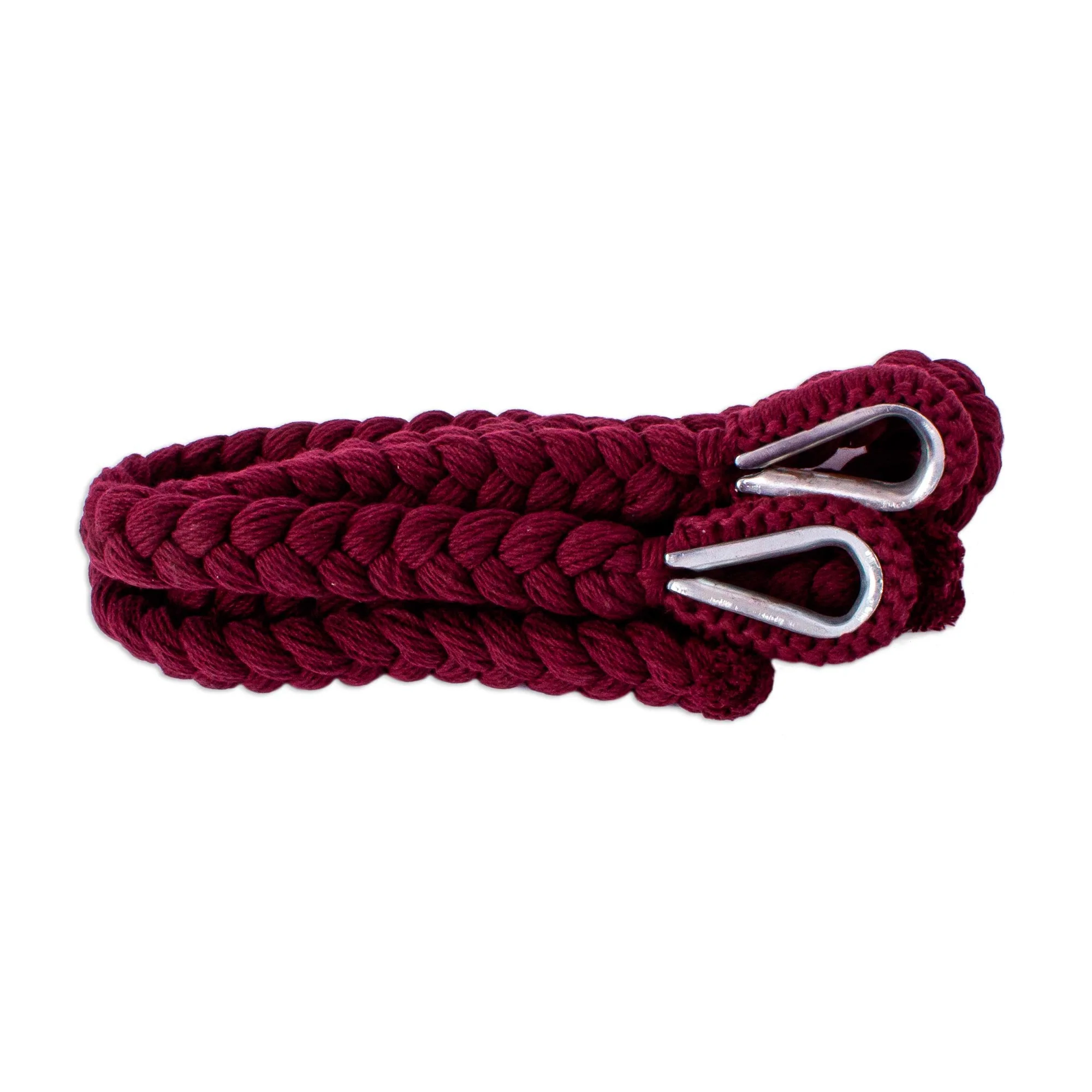 Sea Breezes in Bordeaux Burgundy Fringed Cotton Rope Mayan Hammock Swing from Mexico - Image 4