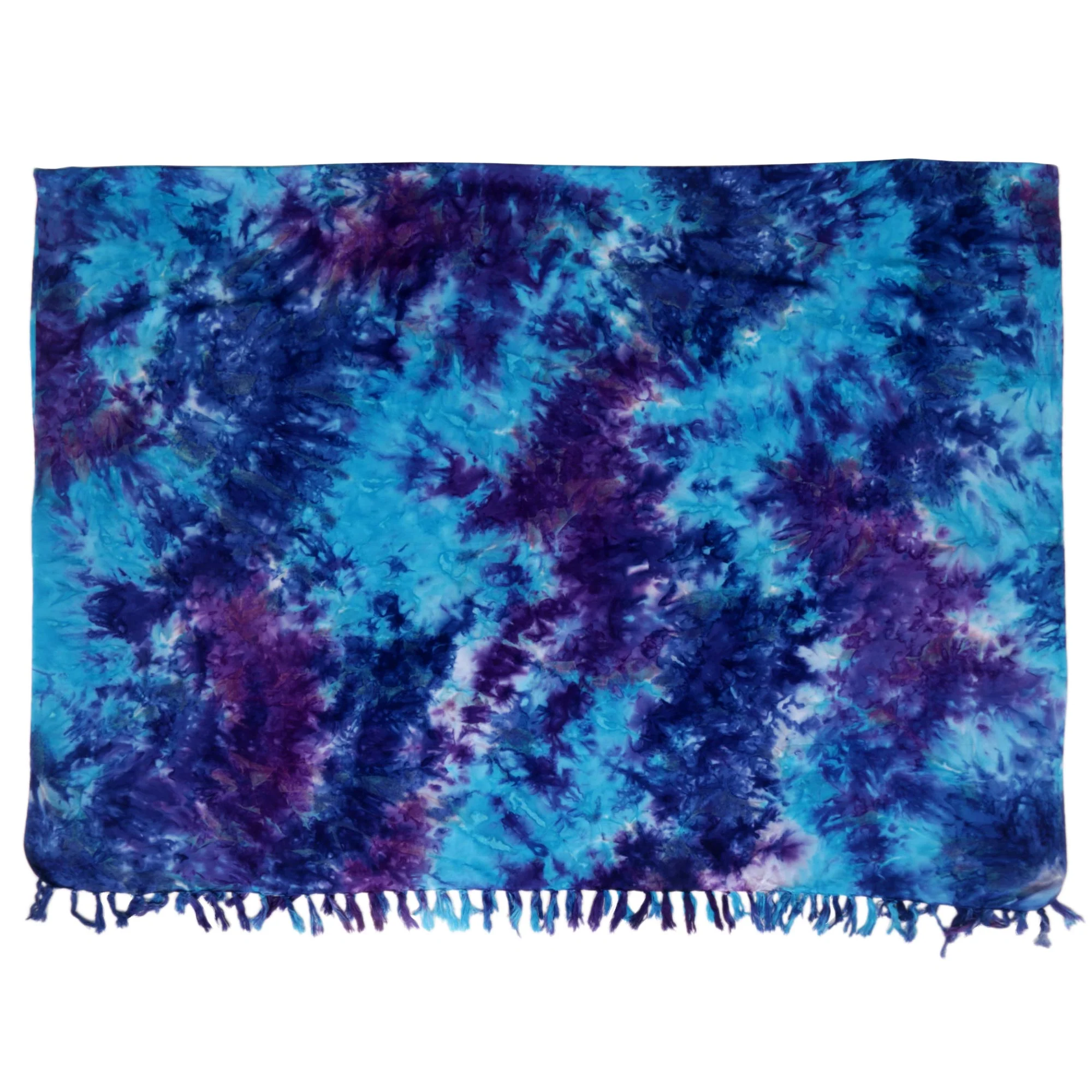 Sea Glass Rayon Tied Dyed Sarong in Assorted Shades of Blue and Purple - Image 4