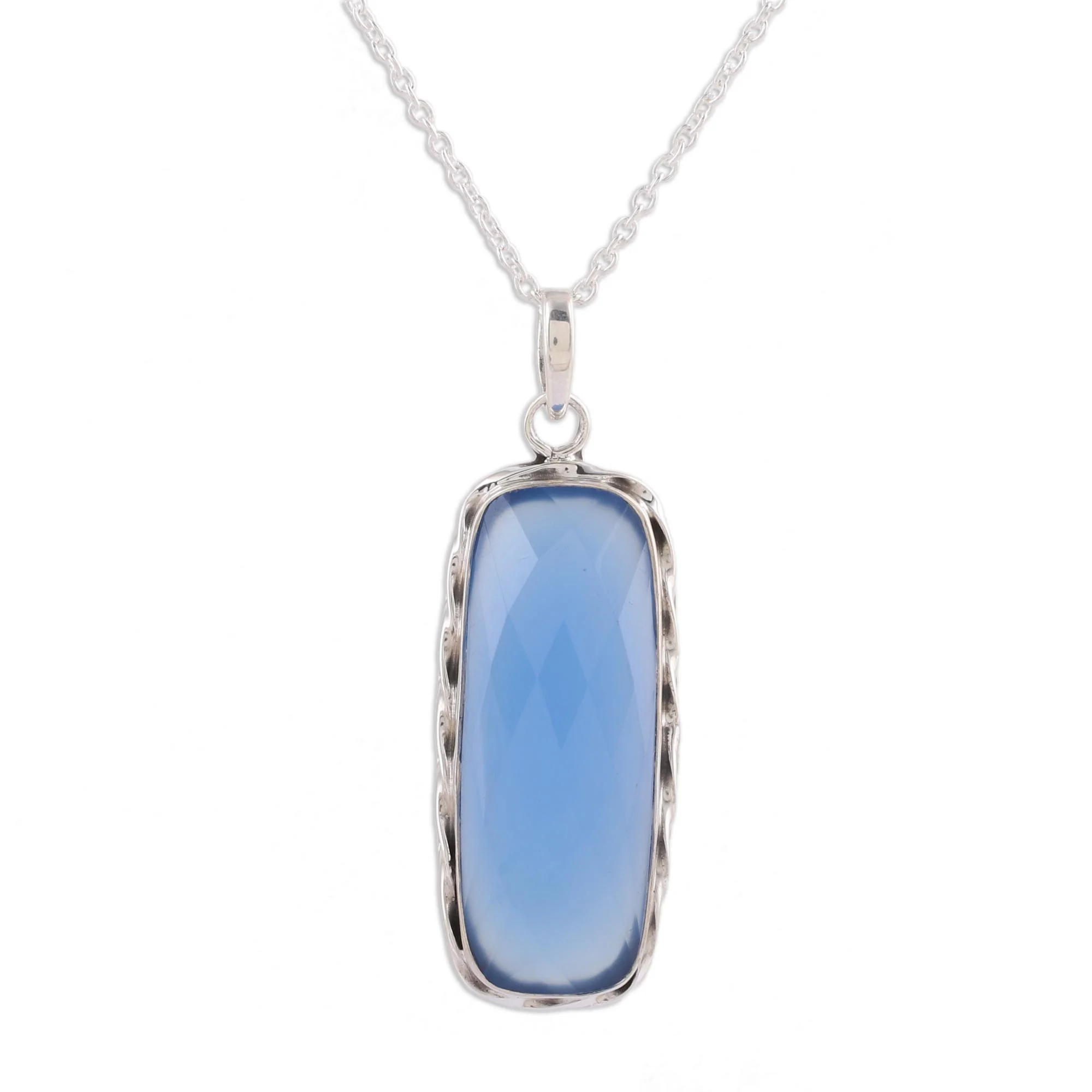 Sea of Blue Blue Chalcedony and Sterling Silver Pendant Necklace - Image 2