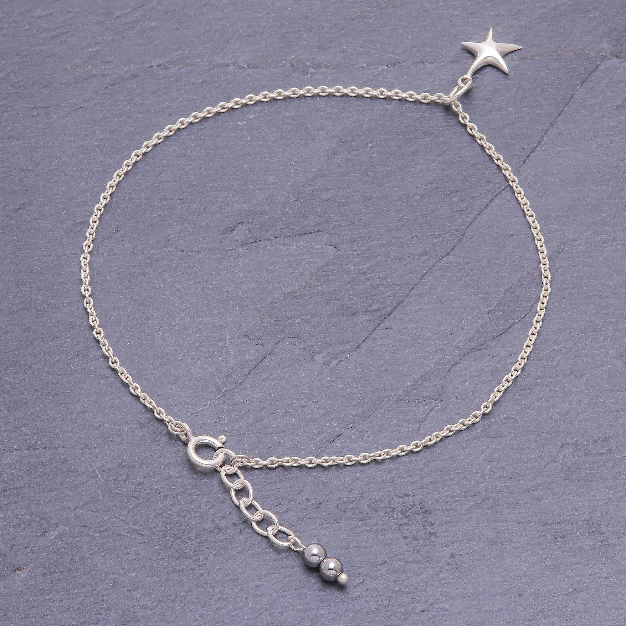 Sea Starfish Sterling Silver Starfish Hematite Ankle Bracelet - Image 5