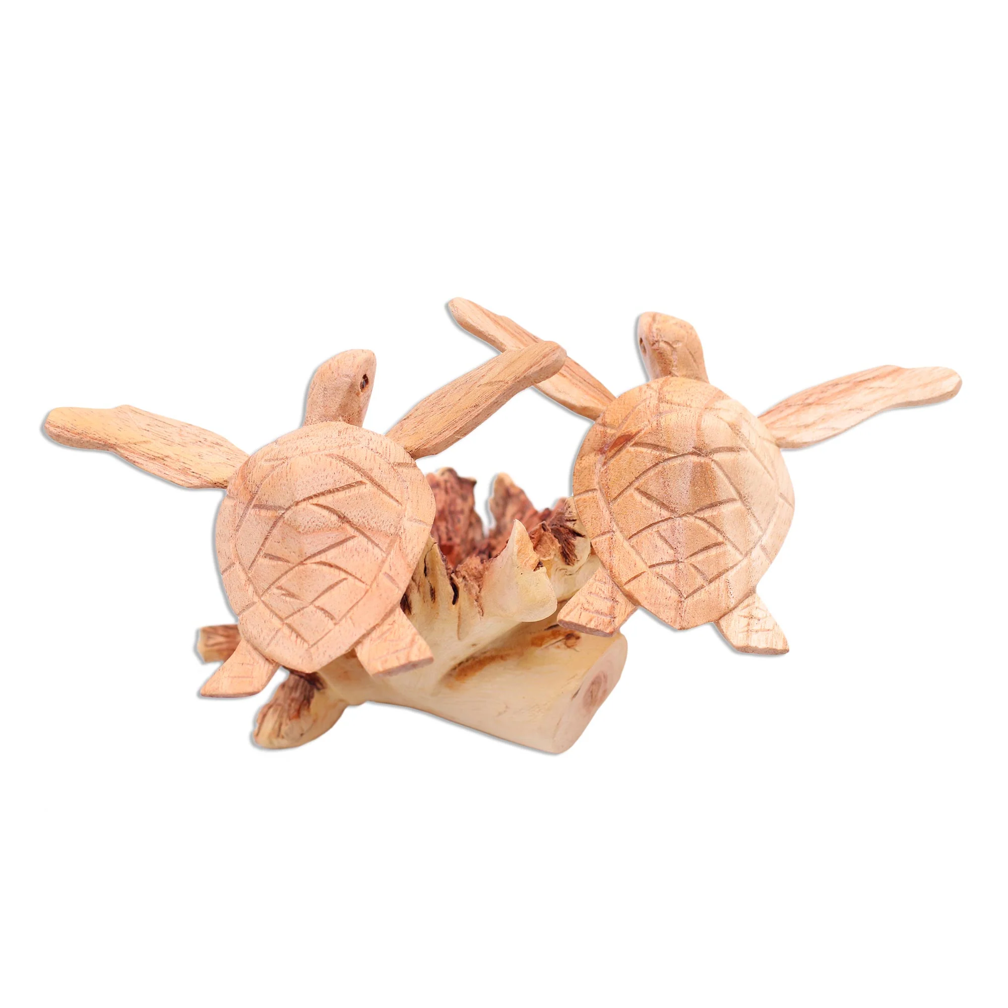 Sea Turtle Companions Original Jempinis and Benalu Wood Turtle Sculpture - Image 2