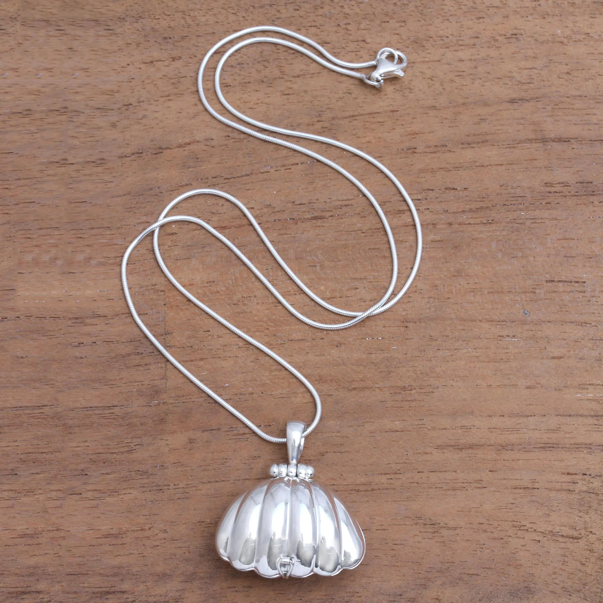 Seashell Sterling Silver Locket Necklace - Image 3
