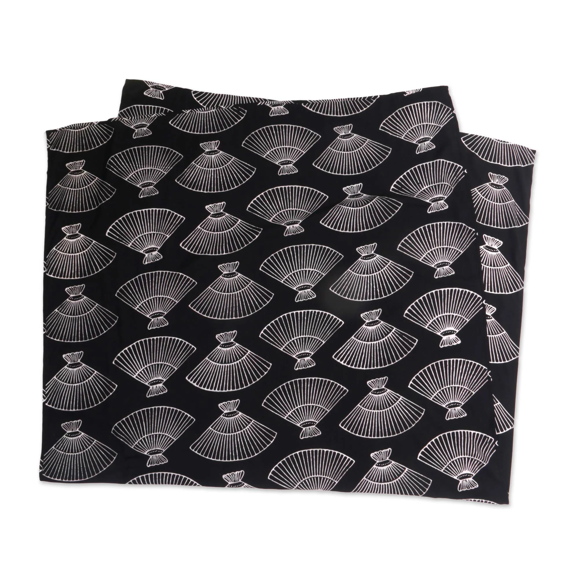 Seashore Shells Black and White Cotton Blend Sarong with Batik Shell Print - Image 5