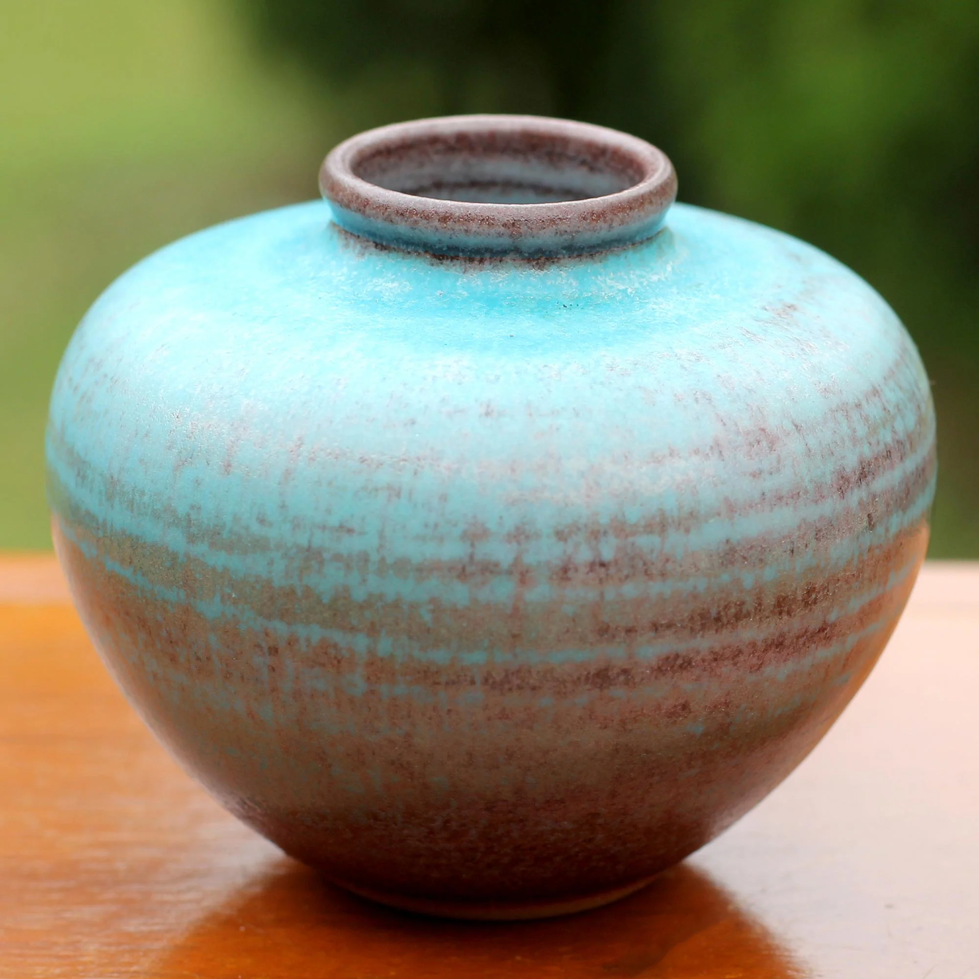 Seaward Sand Round Hand Crafted Watertight Ceramic Bud Vase from Thailand - Image 3