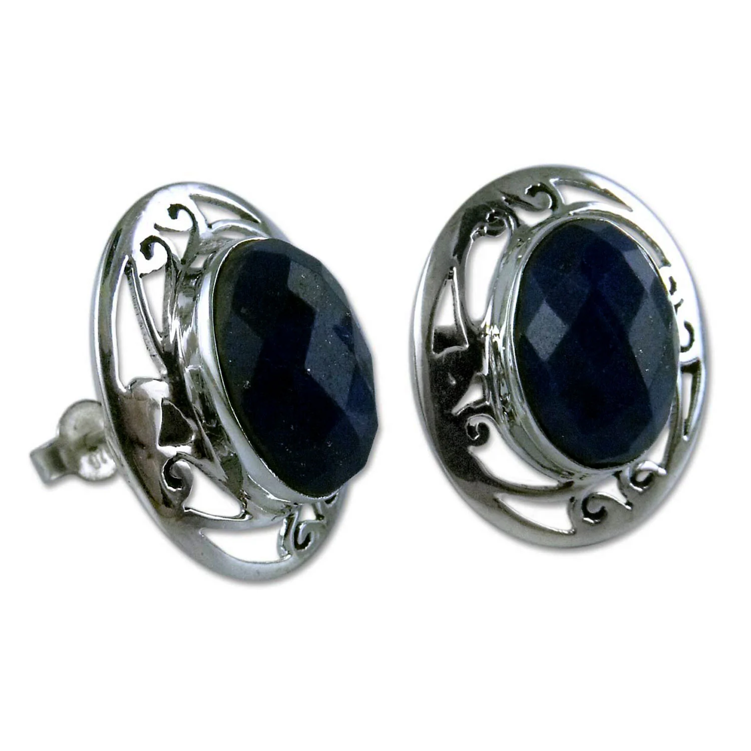 Seductive Blue Lapis Lazuli Button Earrings - Image 3