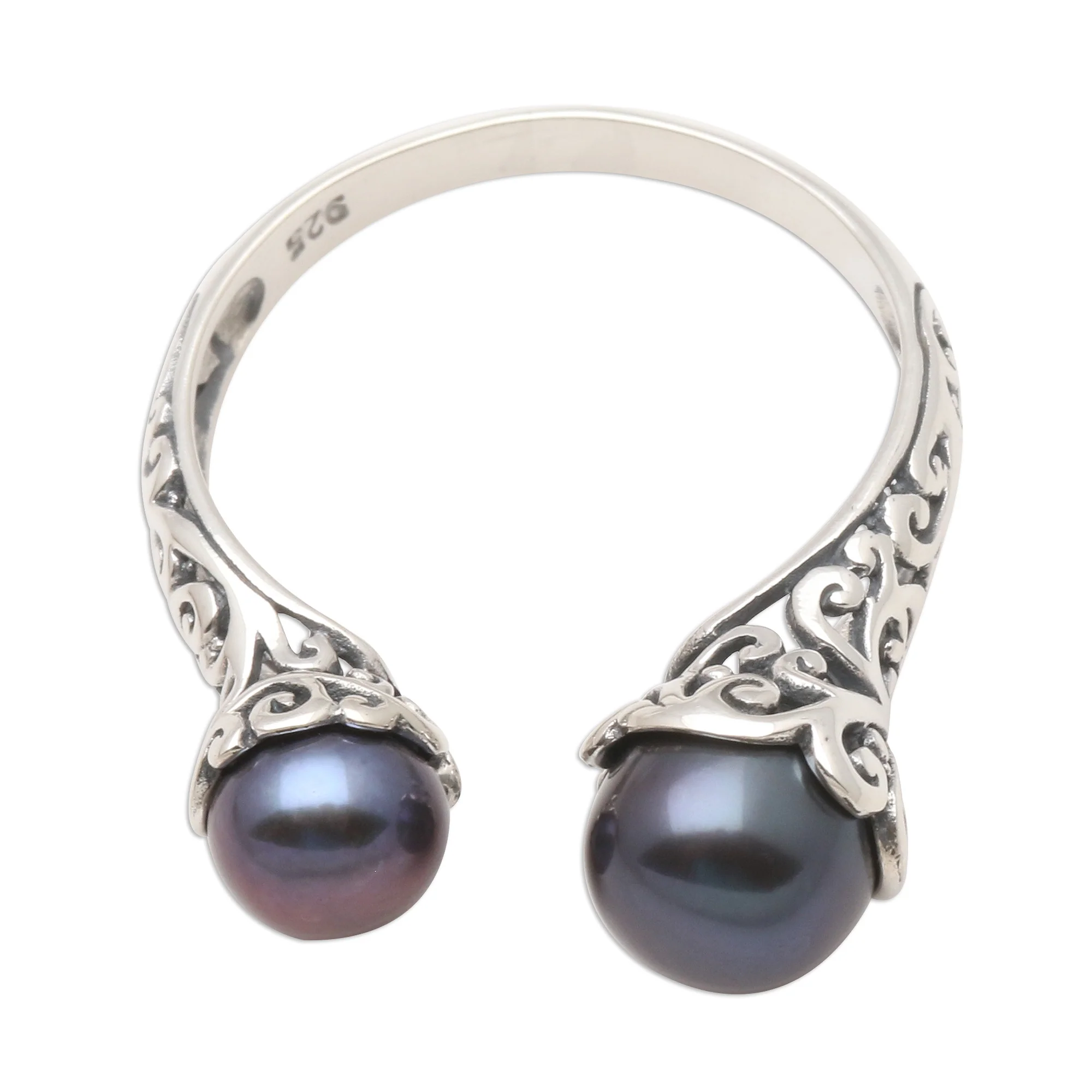 Seeking You Cultured Peacock Pearl and Sterling Silver Ring from Bali - Image 2