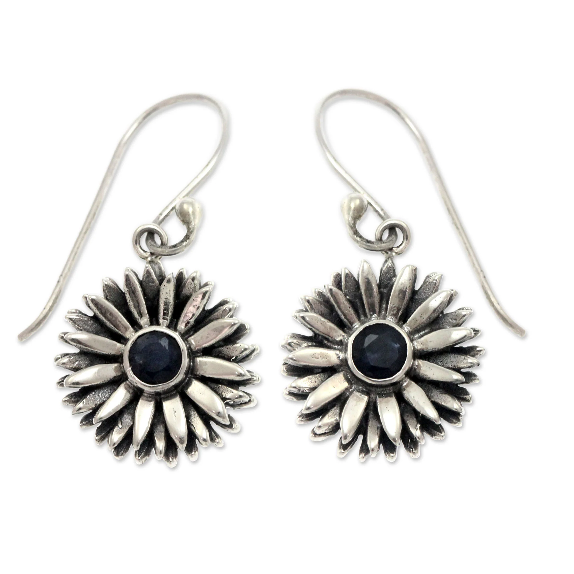 September Aster Sapphire Dangle Earrings - Image 2