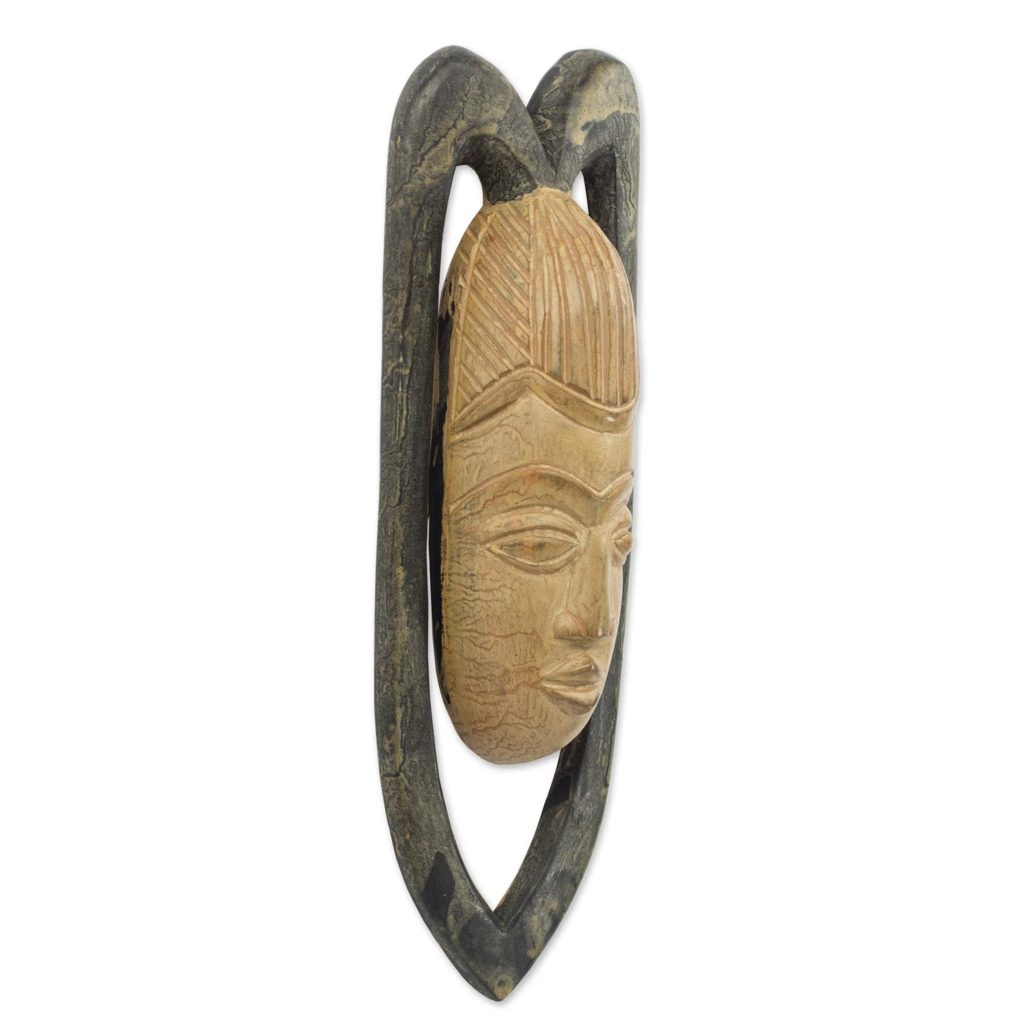 Serene Lover Original Handcarved West African Wood Mask Representing Love - Image 3