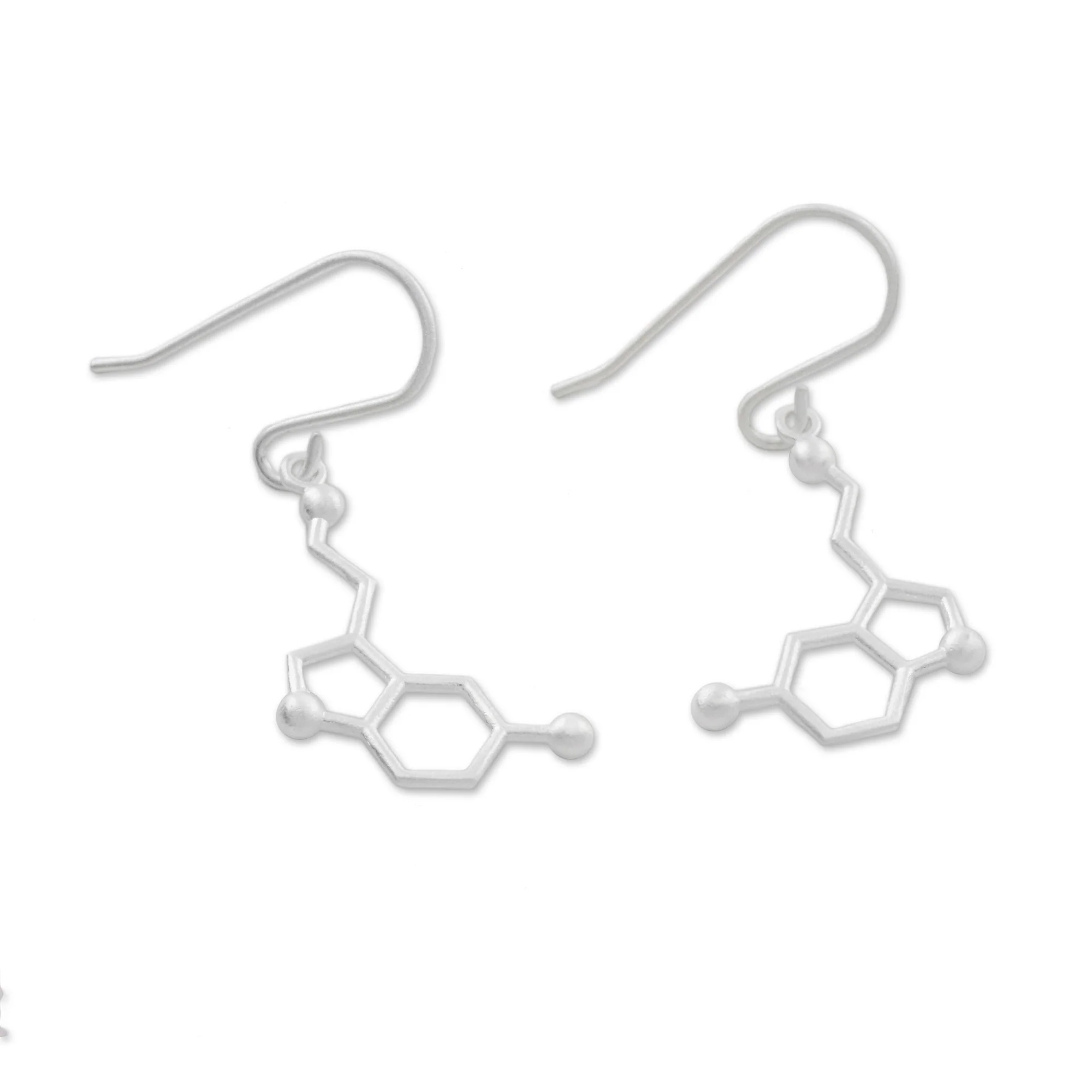 Serotonin Sterling Silver Modern Double Hexagon Dangle Earrings - Image 4