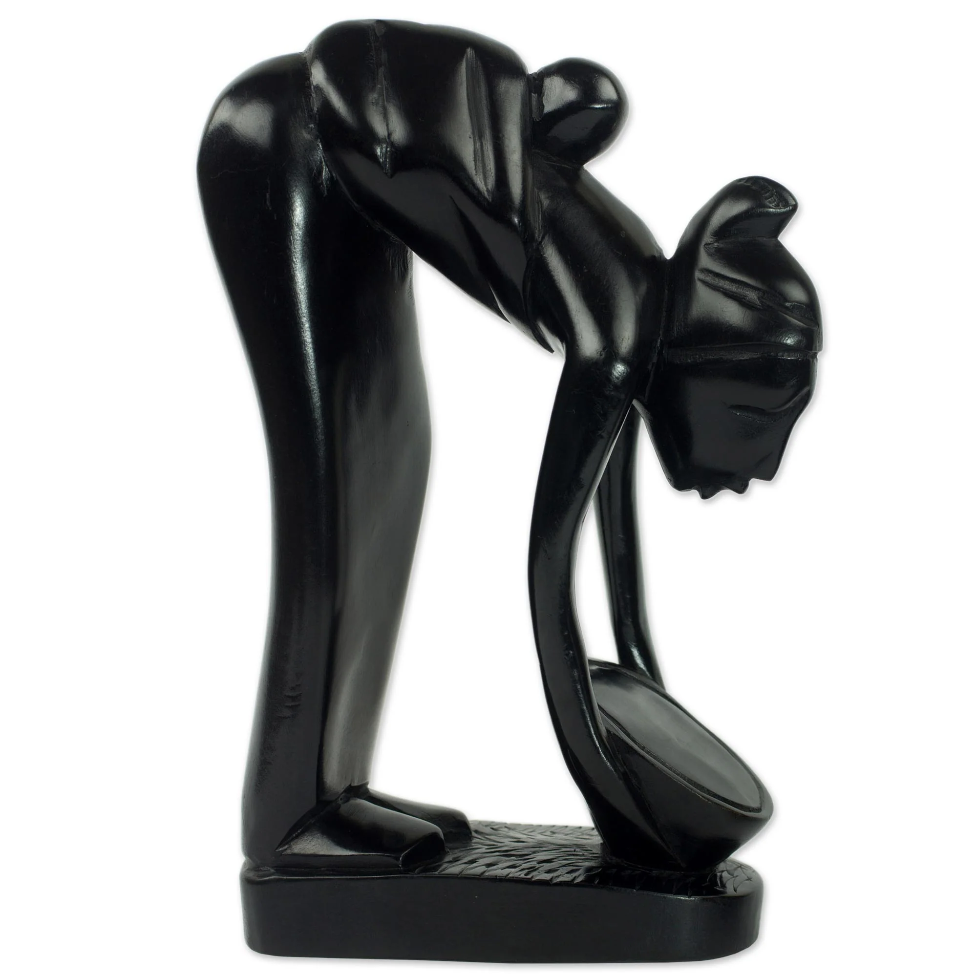 Serwaa Mother Hand Carved Mother and Child Black Sculpture from Ghana - Image 2