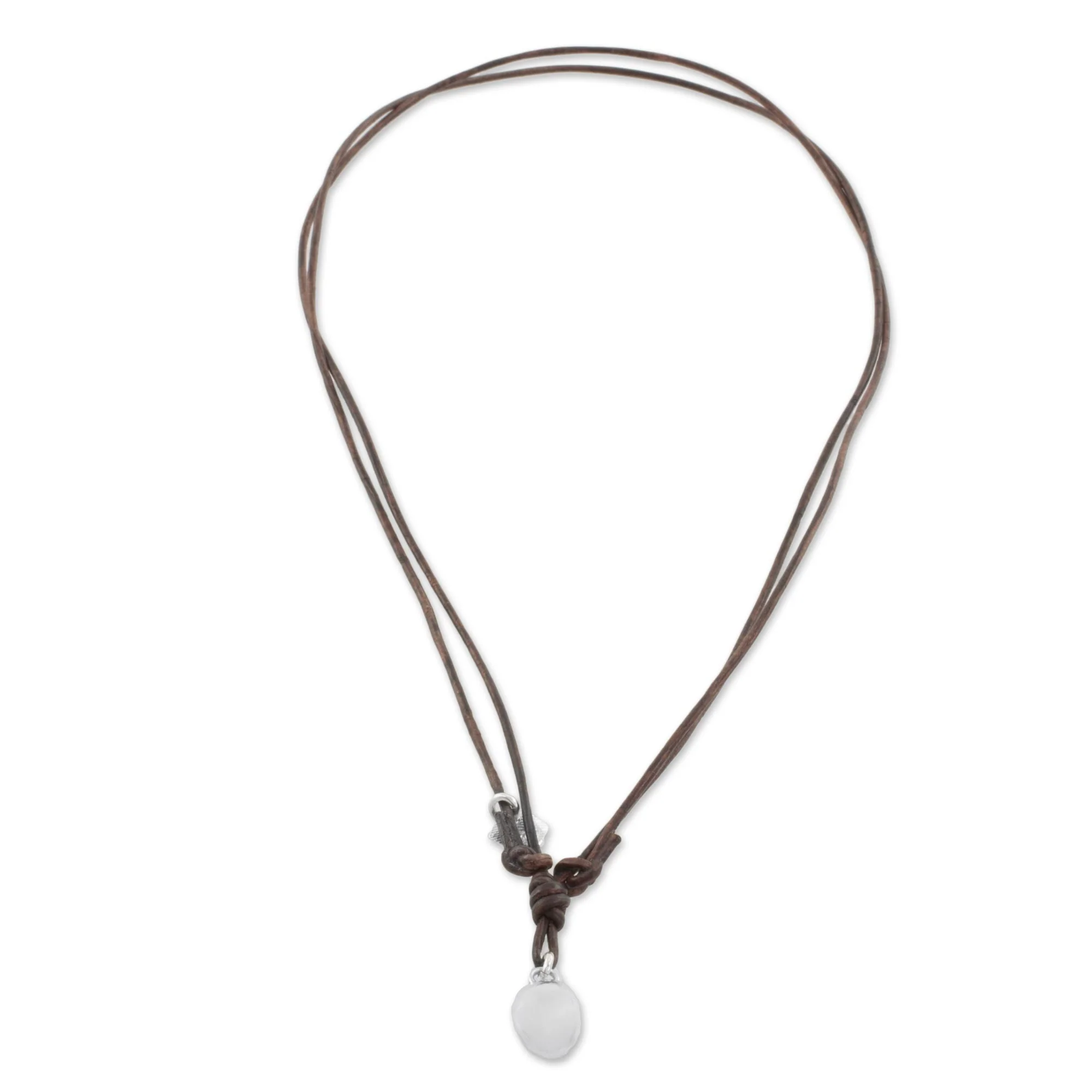 Shimmering Egg Fine Silver Guatemalan Pendant Necklace with Leather Cord - Image 4