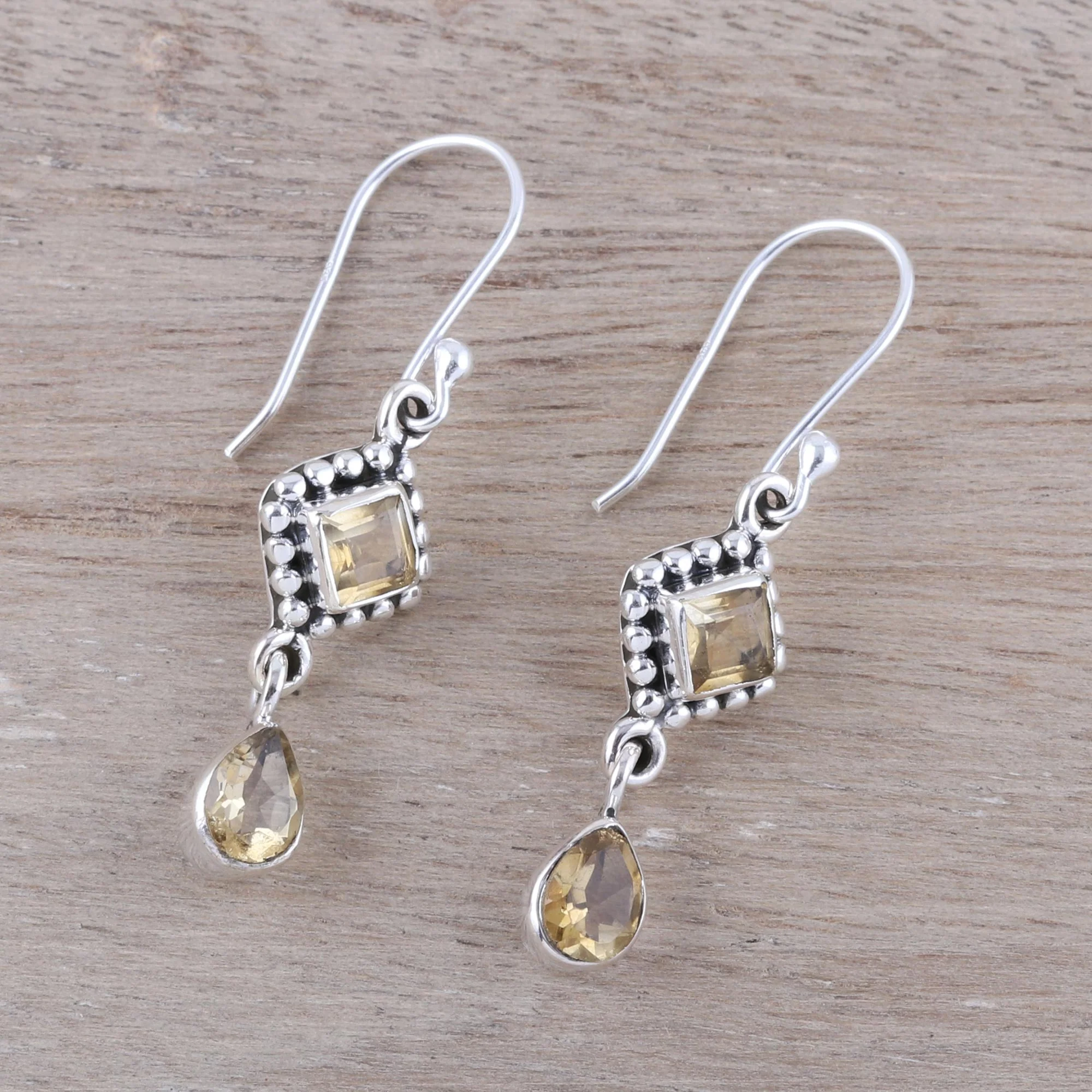 Shimmering Light Multi-Shape Citrine and Sterling Silver Dangle Earrings - Image 3