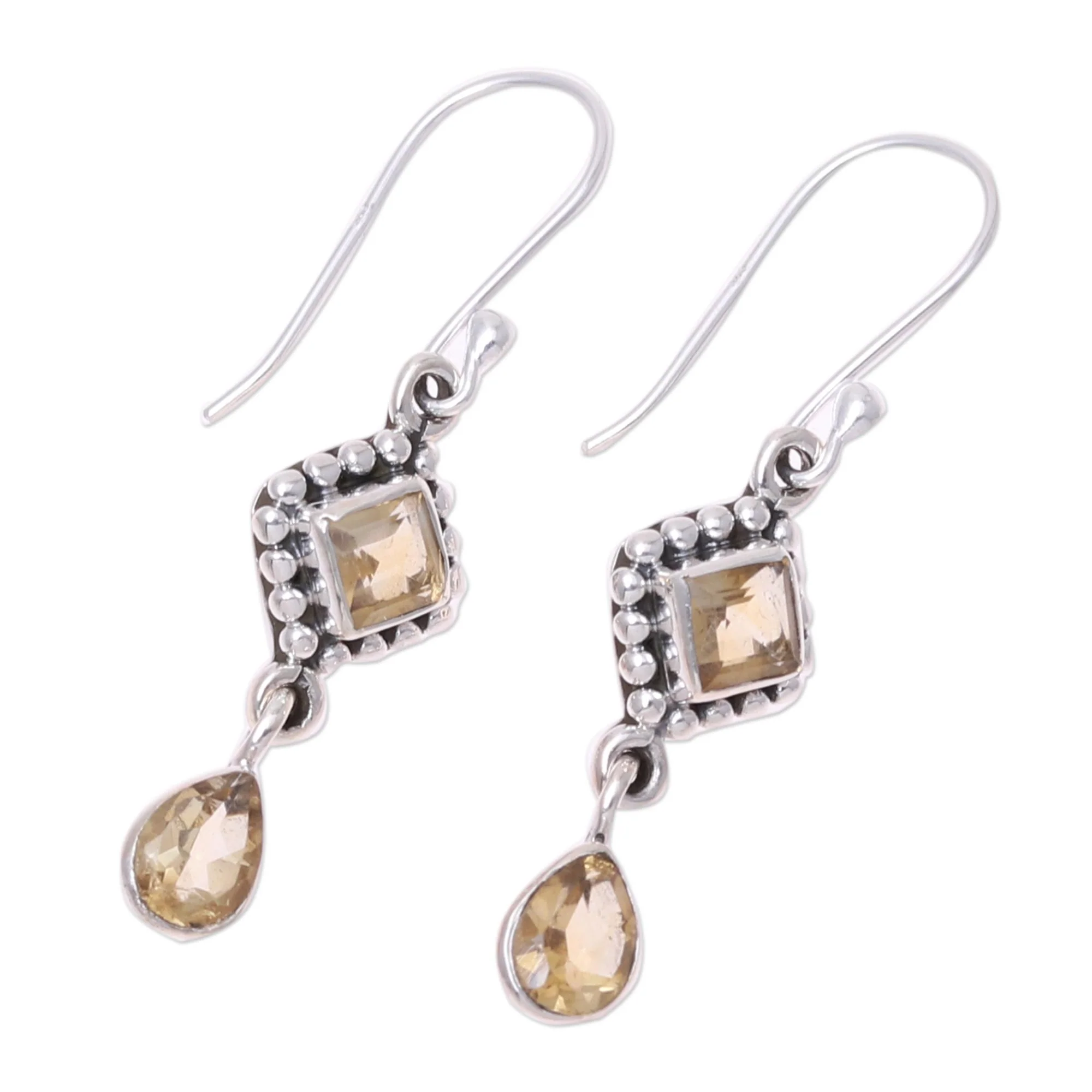 Shimmering Light Multi-Shape Citrine and Sterling Silver Dangle Earrings - Image 4